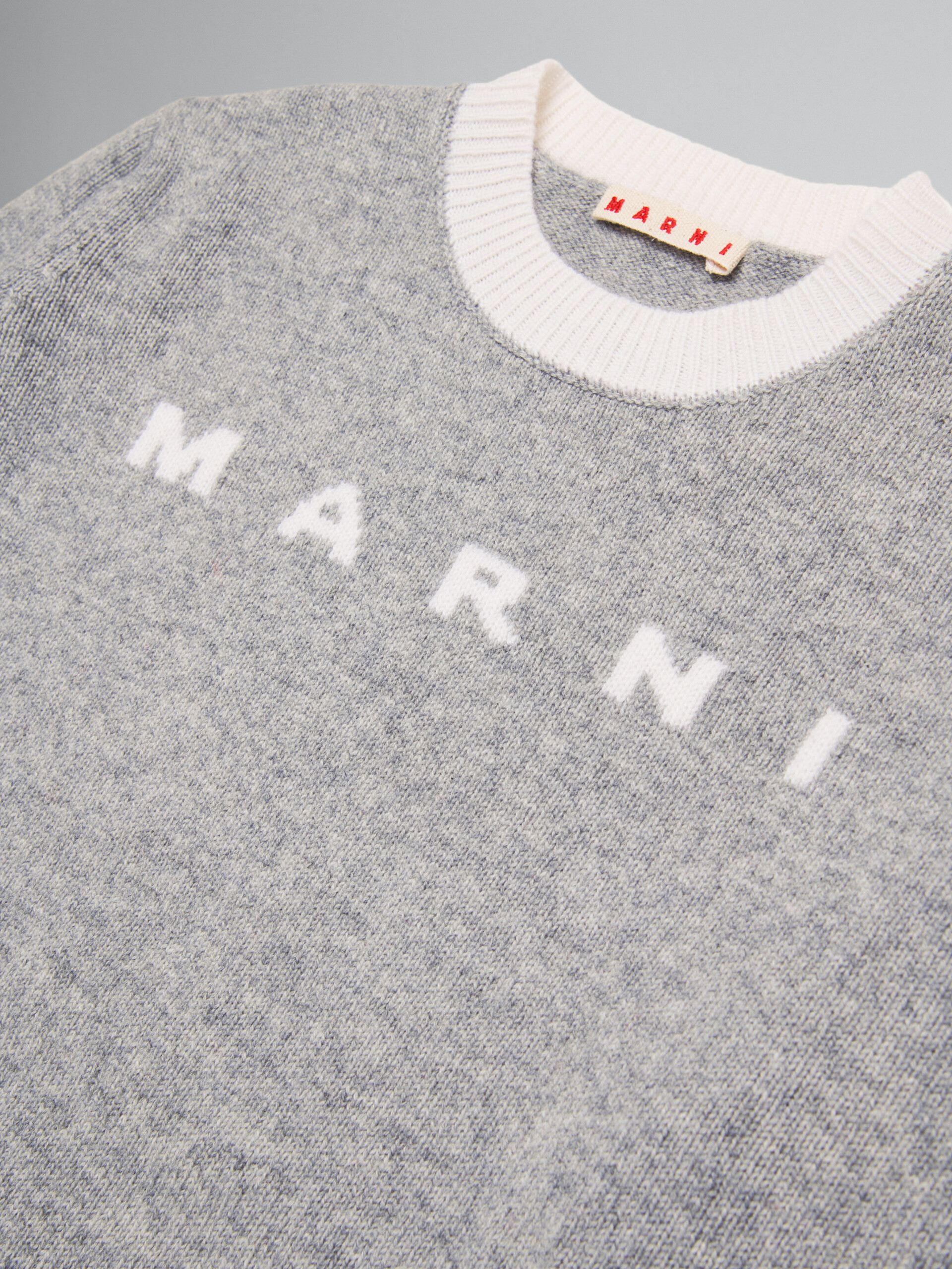 Pullover grigio in misto cashmere con logo - Maglieria - Image 4