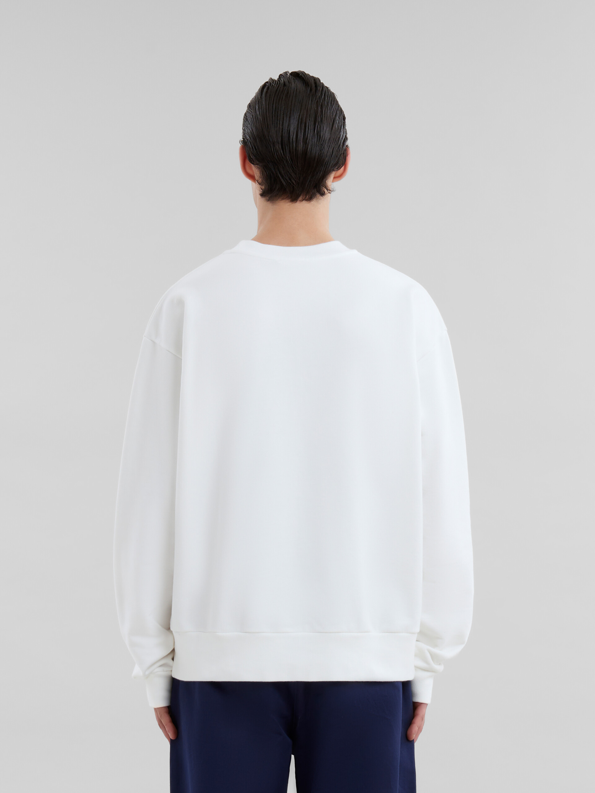 White organic cotton sweatshirt with wrinkled Marni logo - Sweaters - Image 3