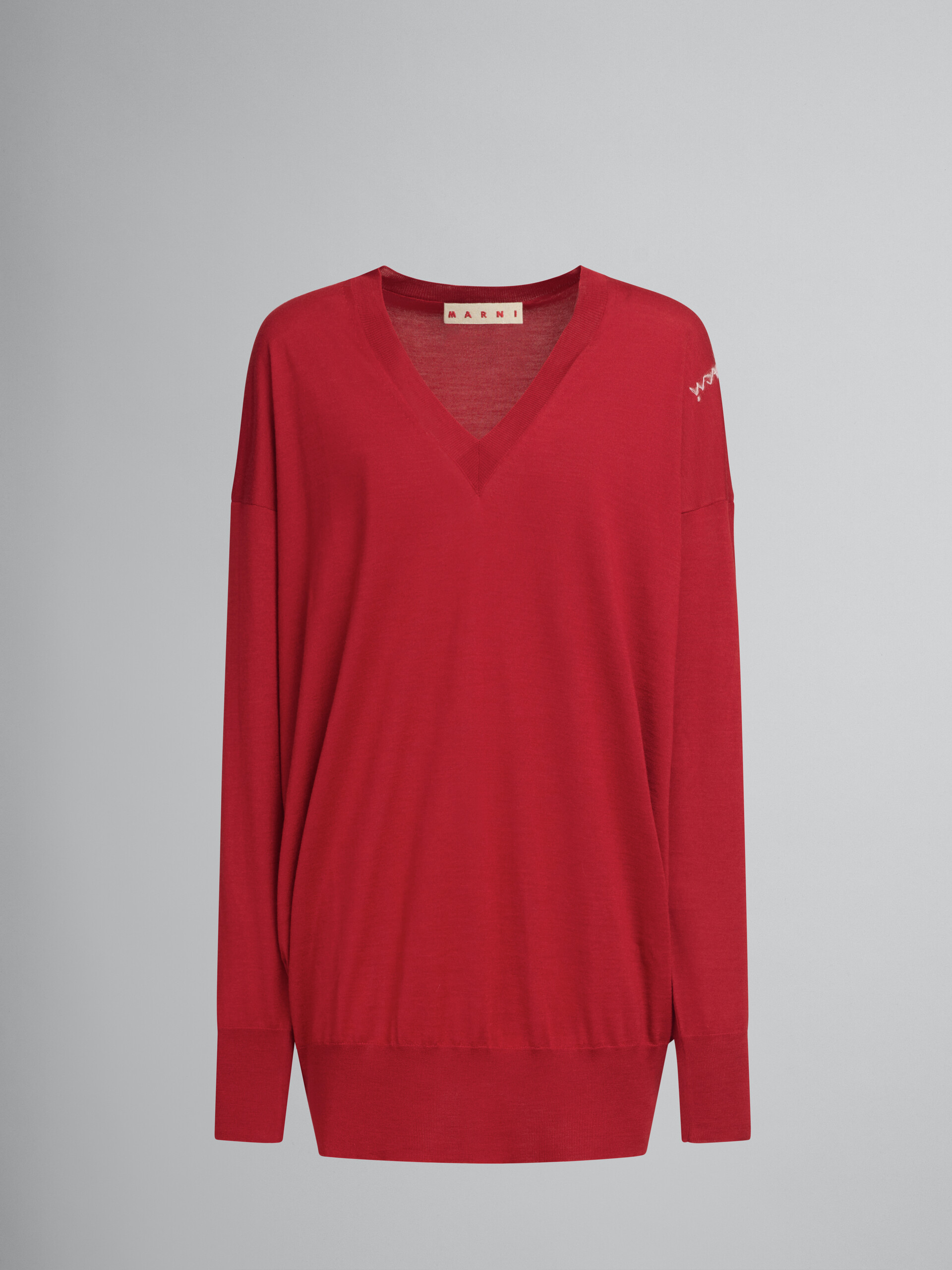 Oversize silk and wool blend jumper with Marni Symbol - Pullovers - Image 1