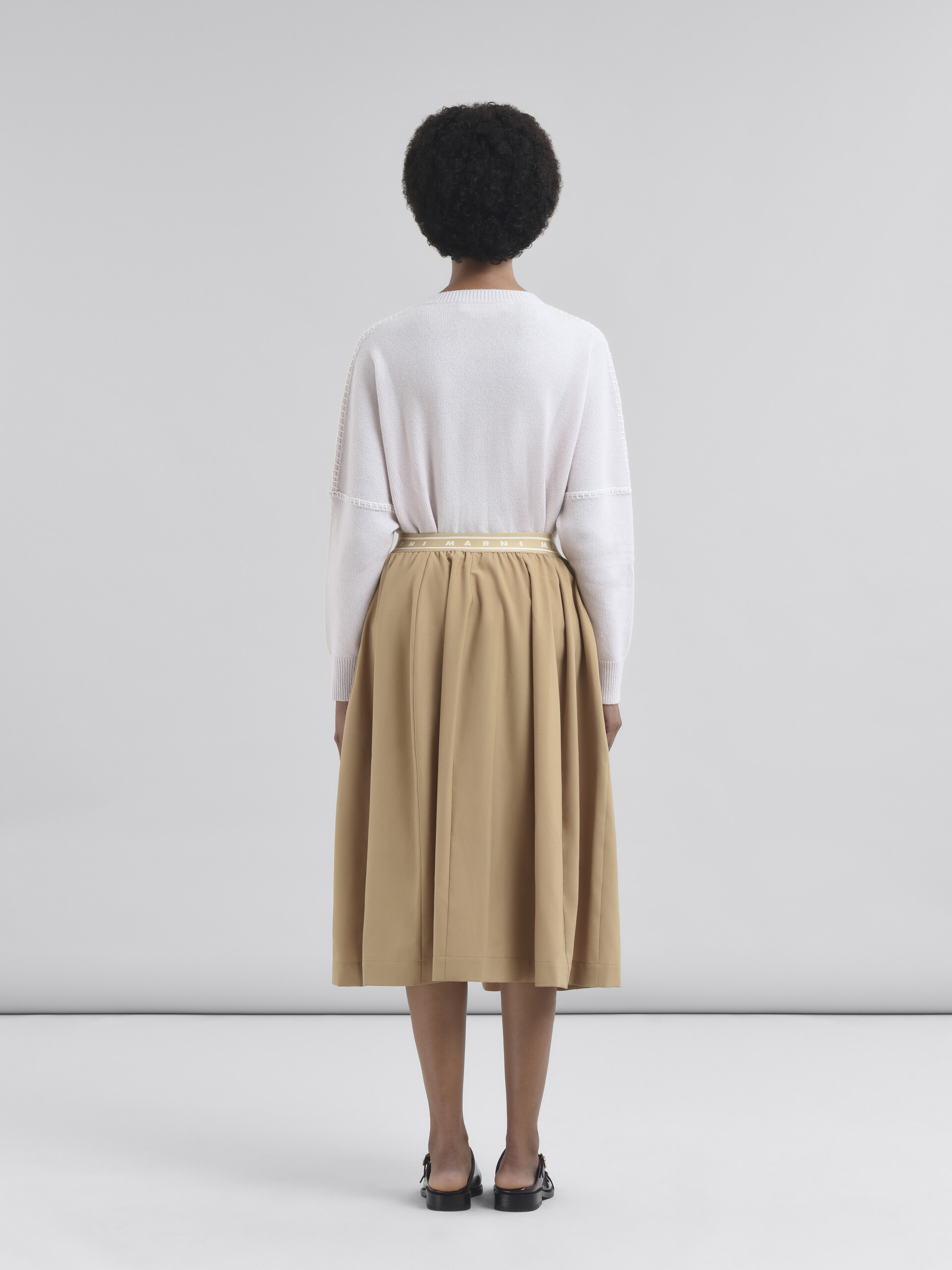 Beige wool blend midi skirt with Marni Symbol - Skirts - Image 3