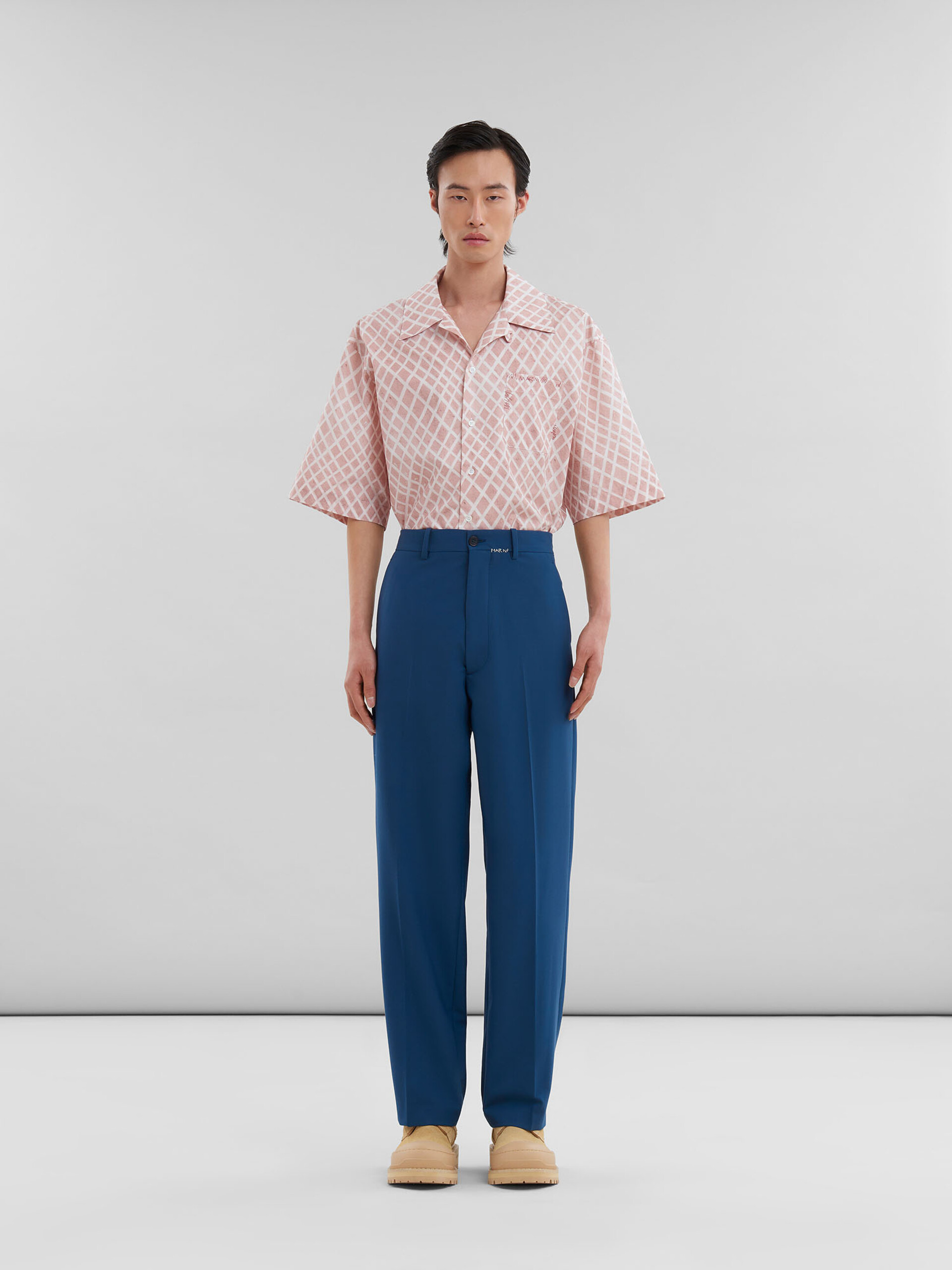 Blue wool trousers with Marni mending logo - Pants - Image 2