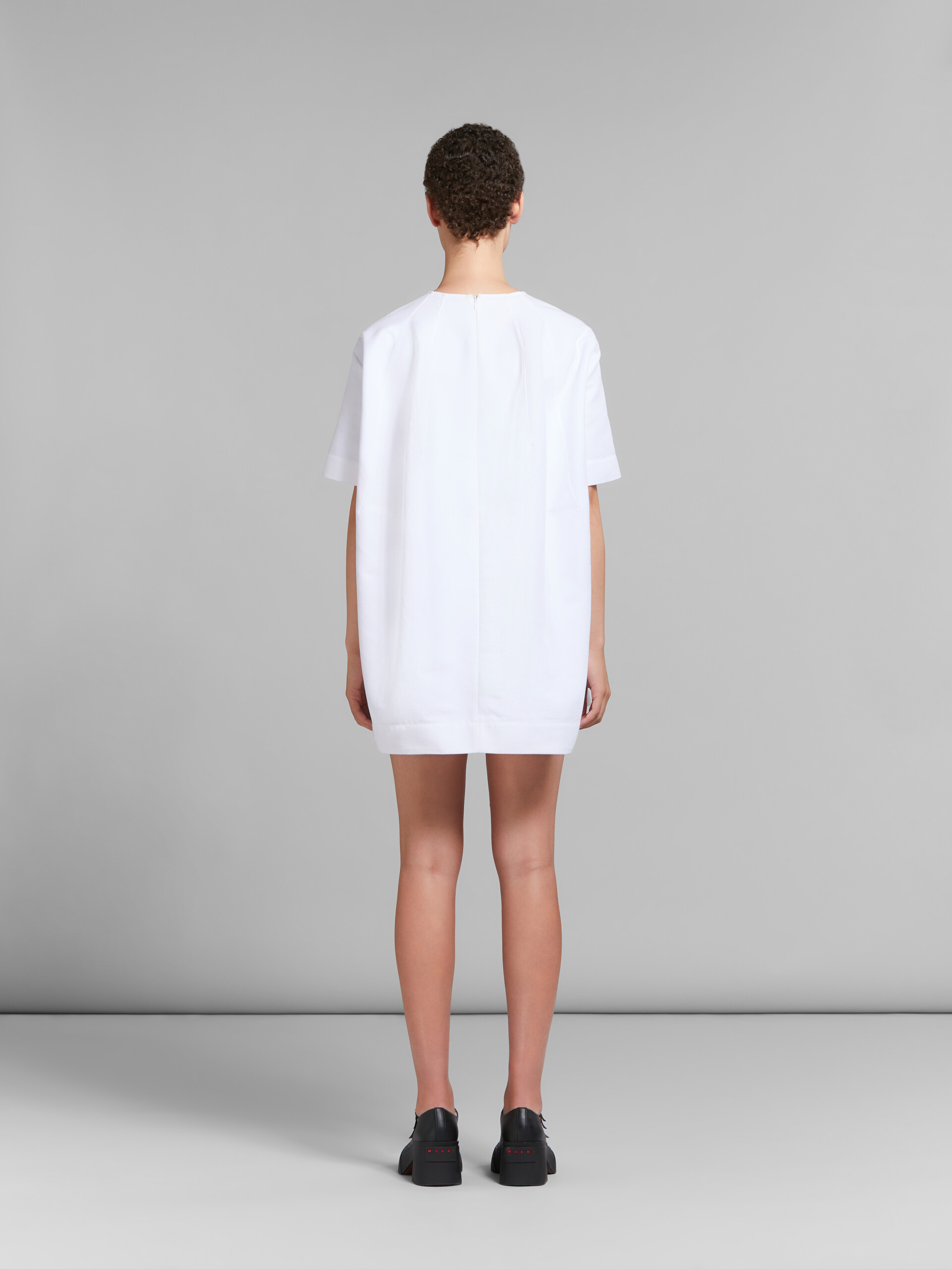 Vestido de cady blanco de corte mini cocoon - Vestidos - Image 3