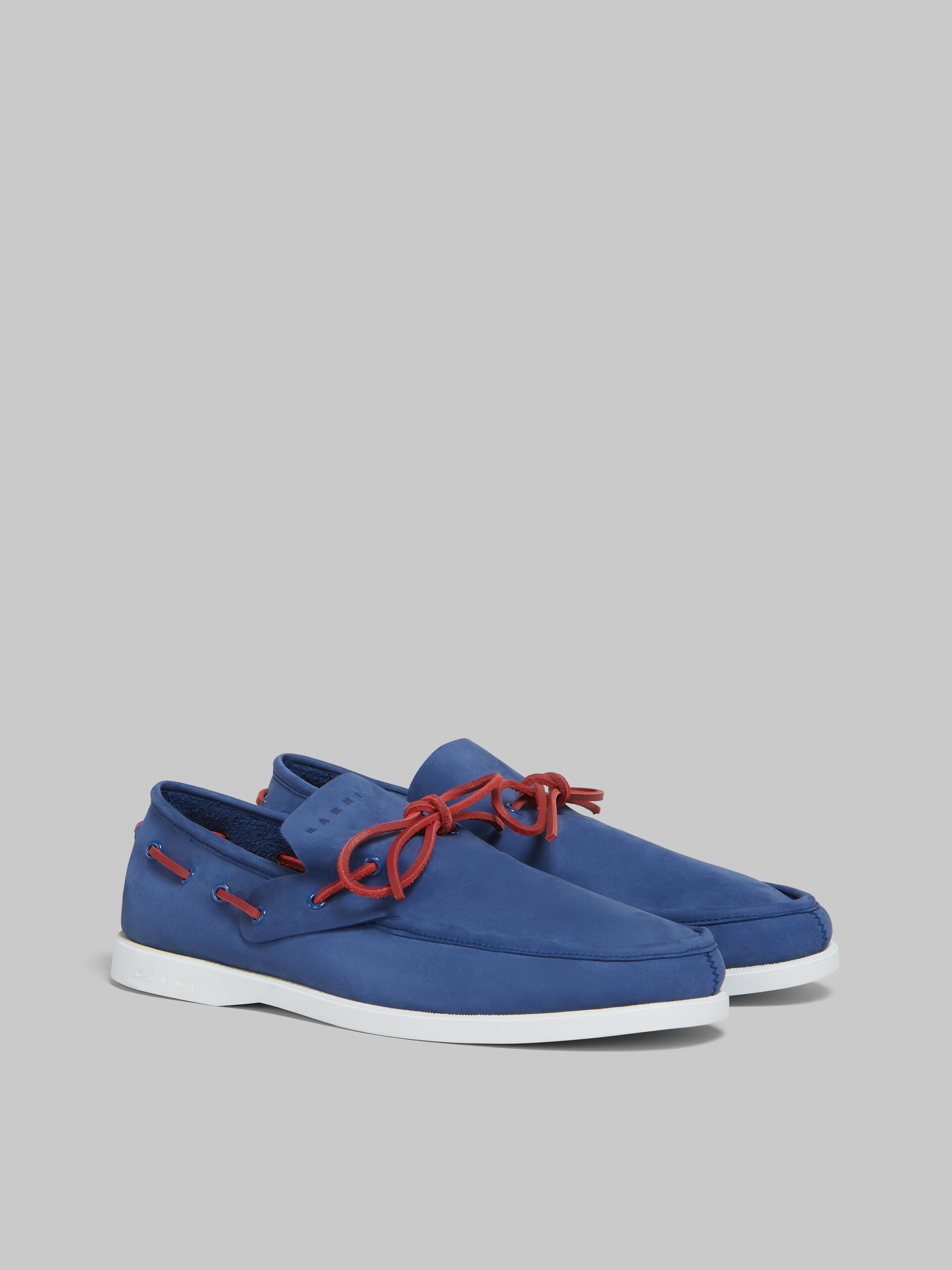 Blue nubuck boat loafer - Lace-ups - Image 2