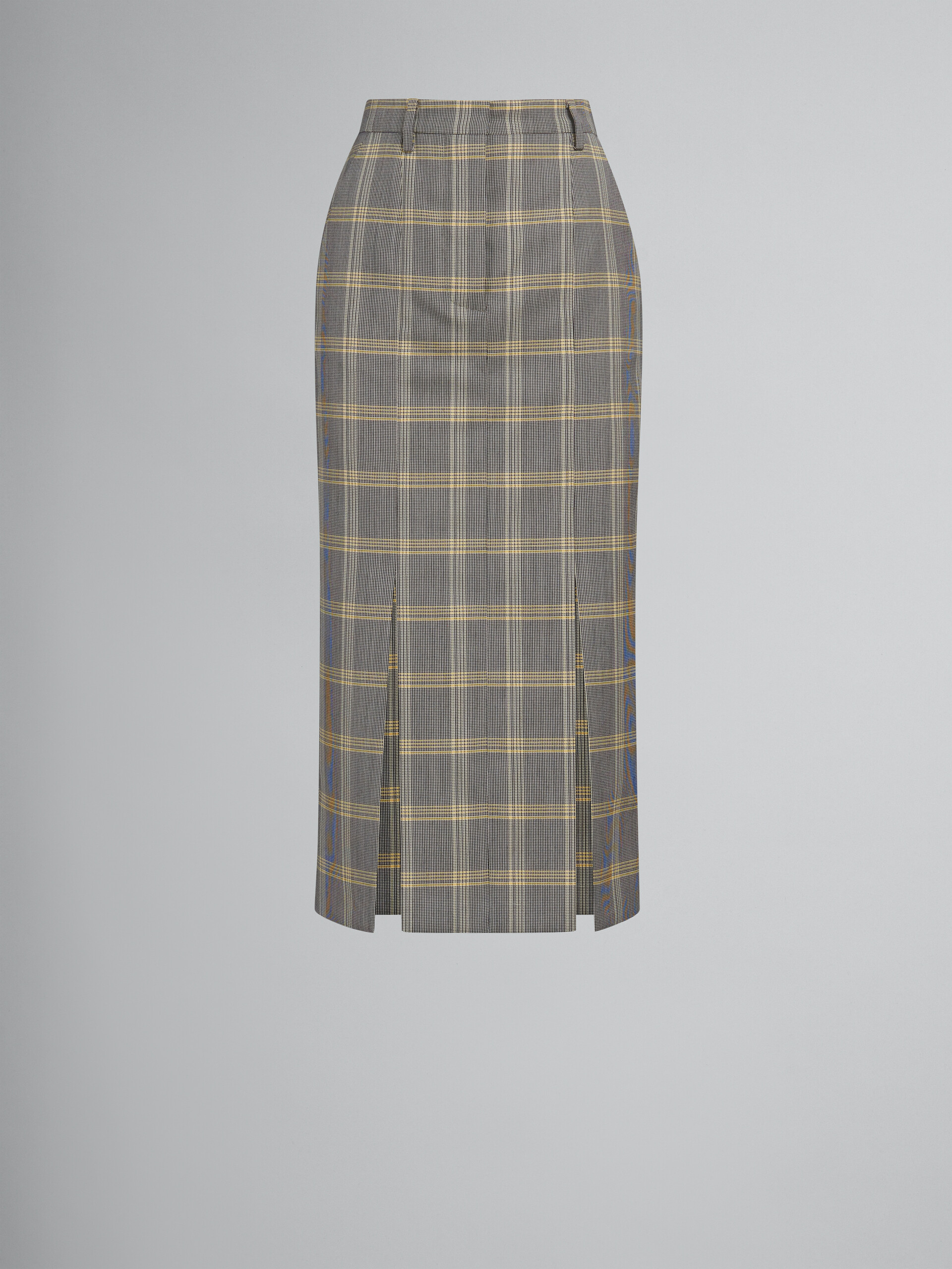 イエロー チェック テクウール製 ペンシルスカート - スカート - Image 1