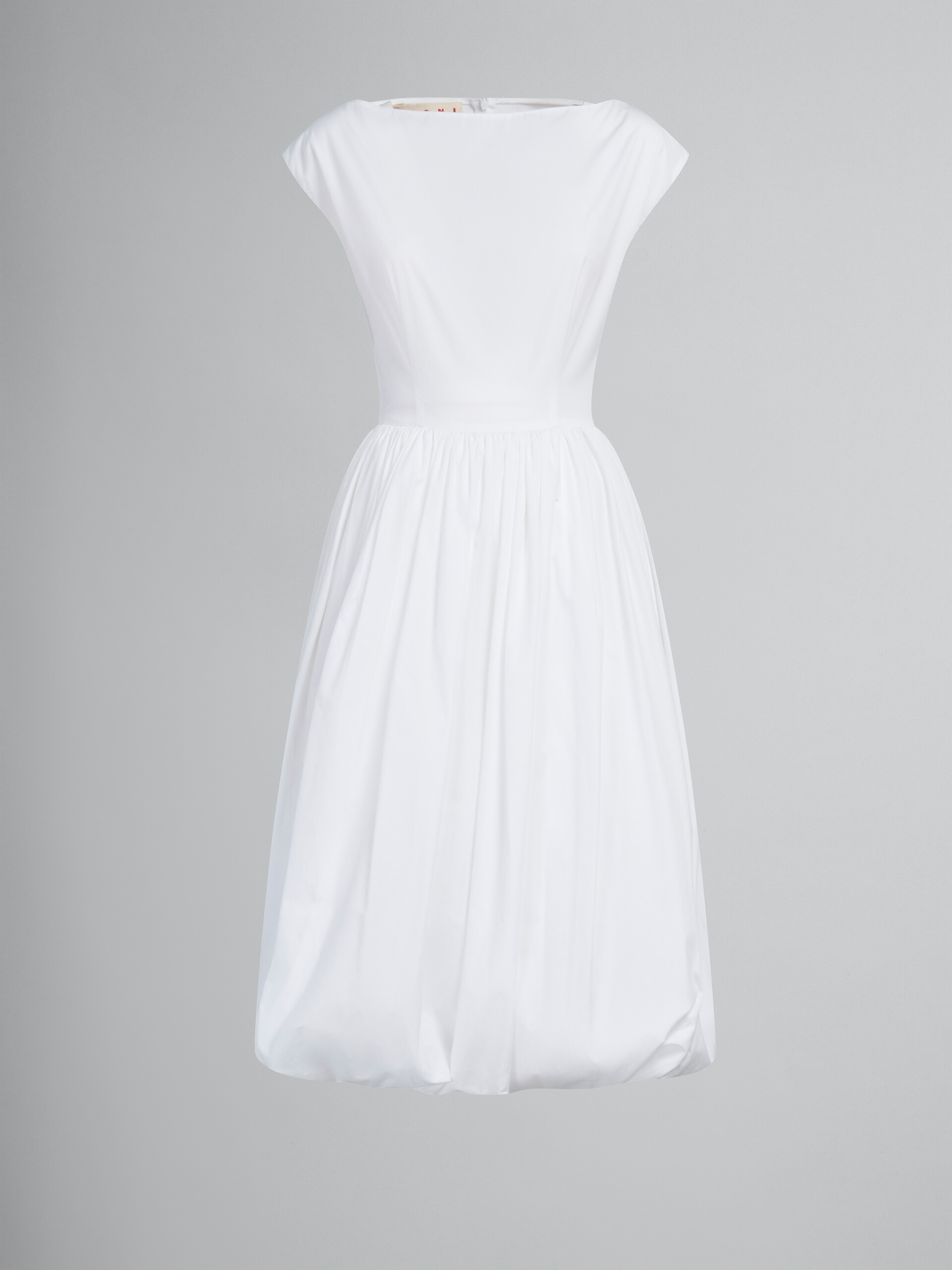ホワイト オーガニックポプリン地 バルーンドレス - ドレス - Image 1