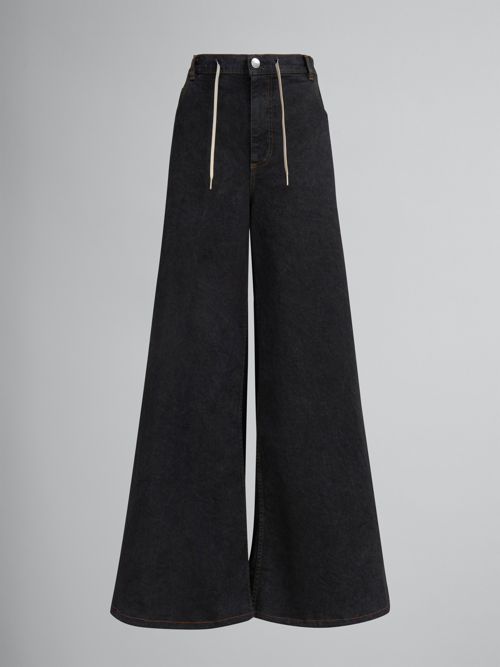 Black marble denim wide-leg jeans - Pants - Image 1