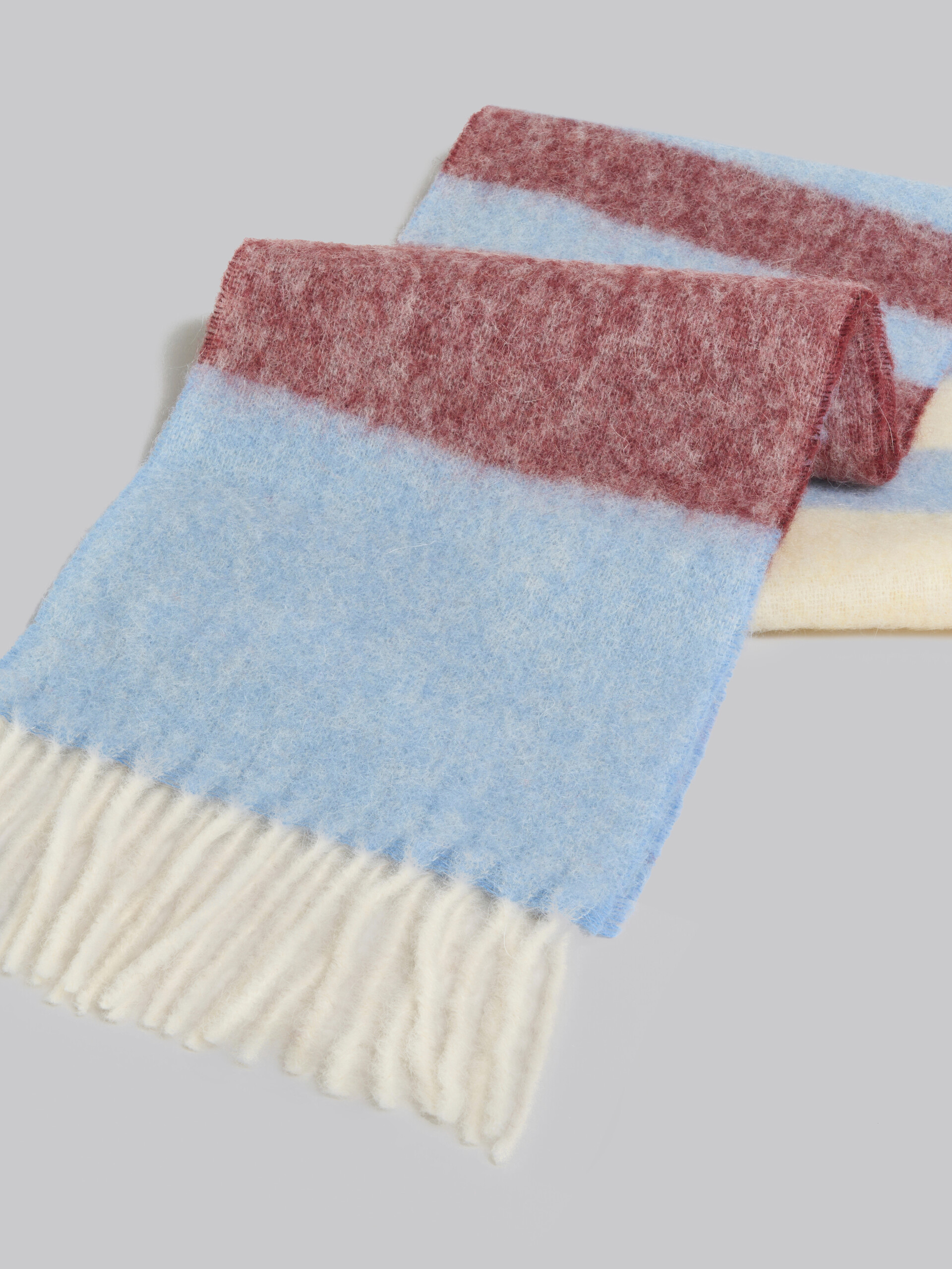 Bufanda de mohair a rayas de color marfil - Bufandas - Image 4