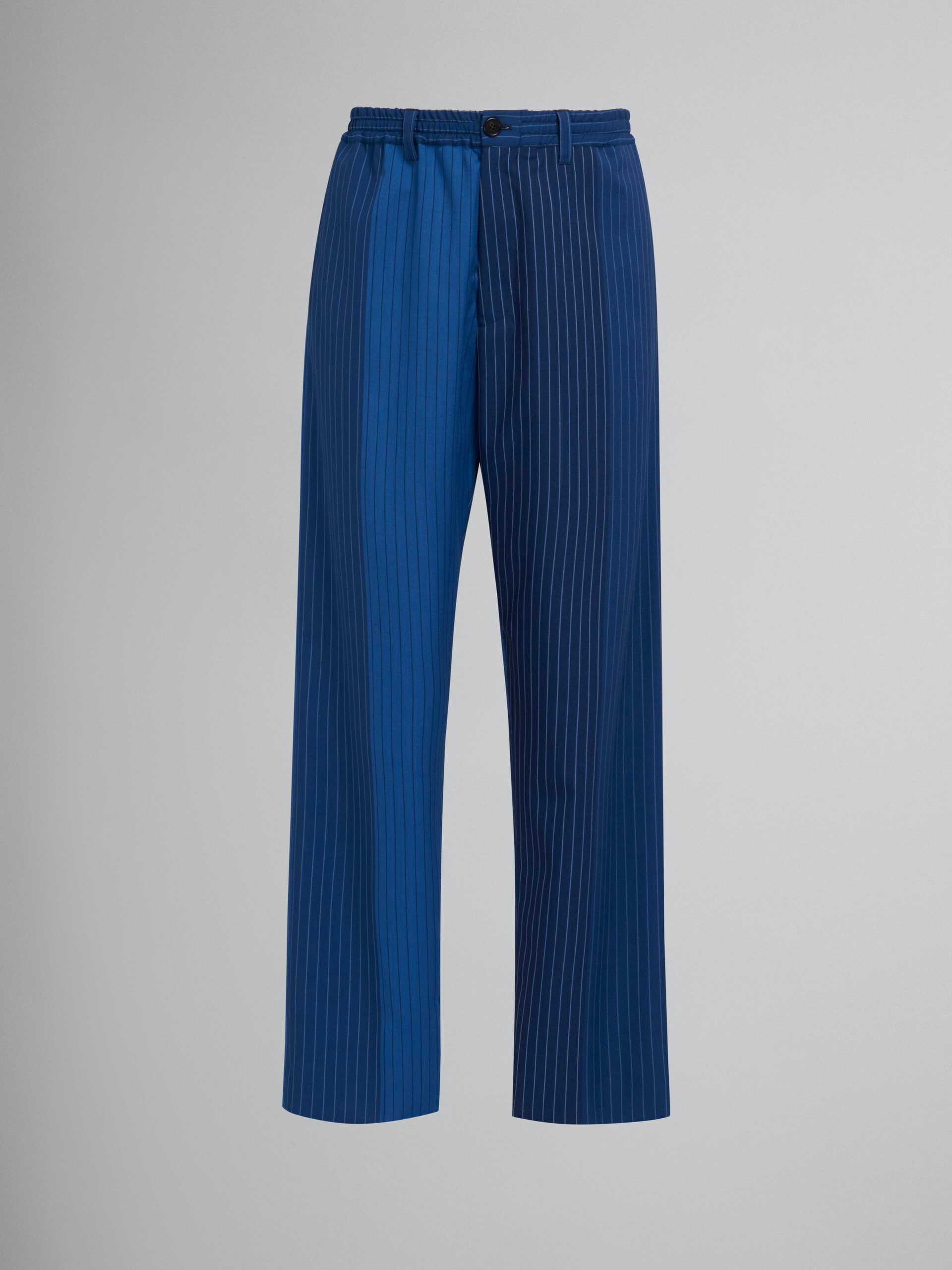 Pantaloni sportivi in lana gessata blu dégradé - Pantaloni - Image 1