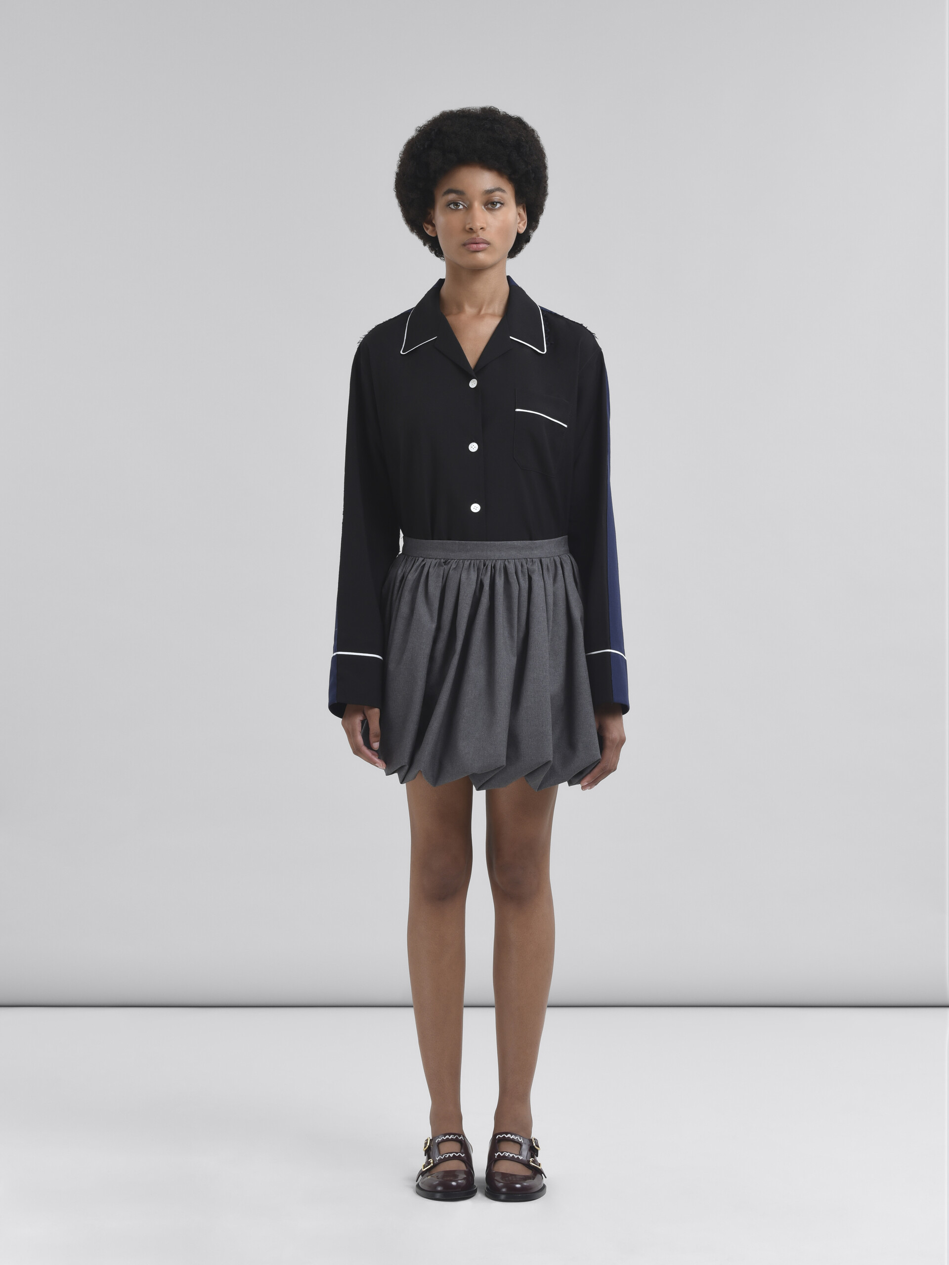 Grey wool balloon Miniskirt - Skirts - Image 2