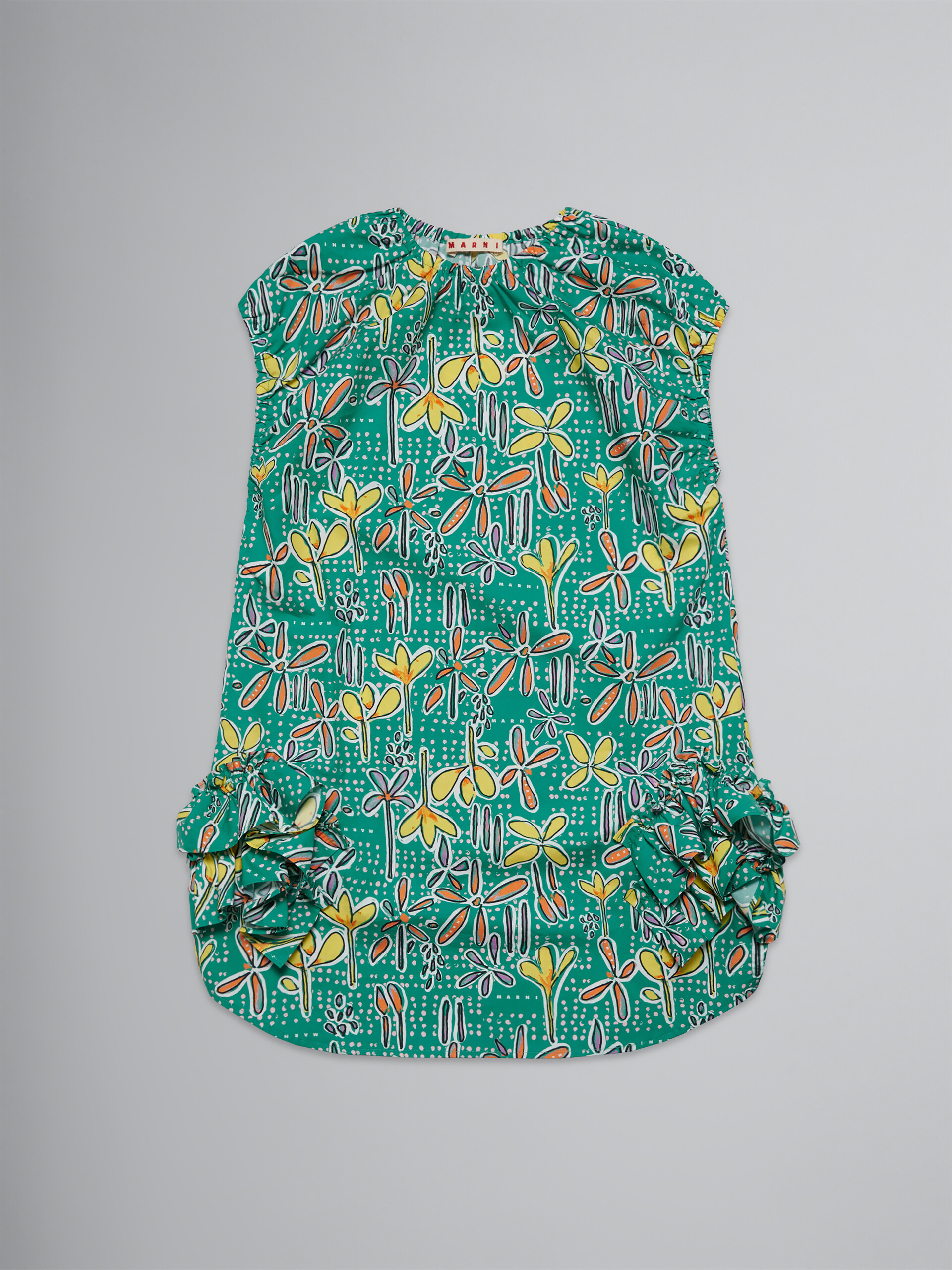 Grünes Popeline-Kleid mit Carioca Print - Kleider - Image 1