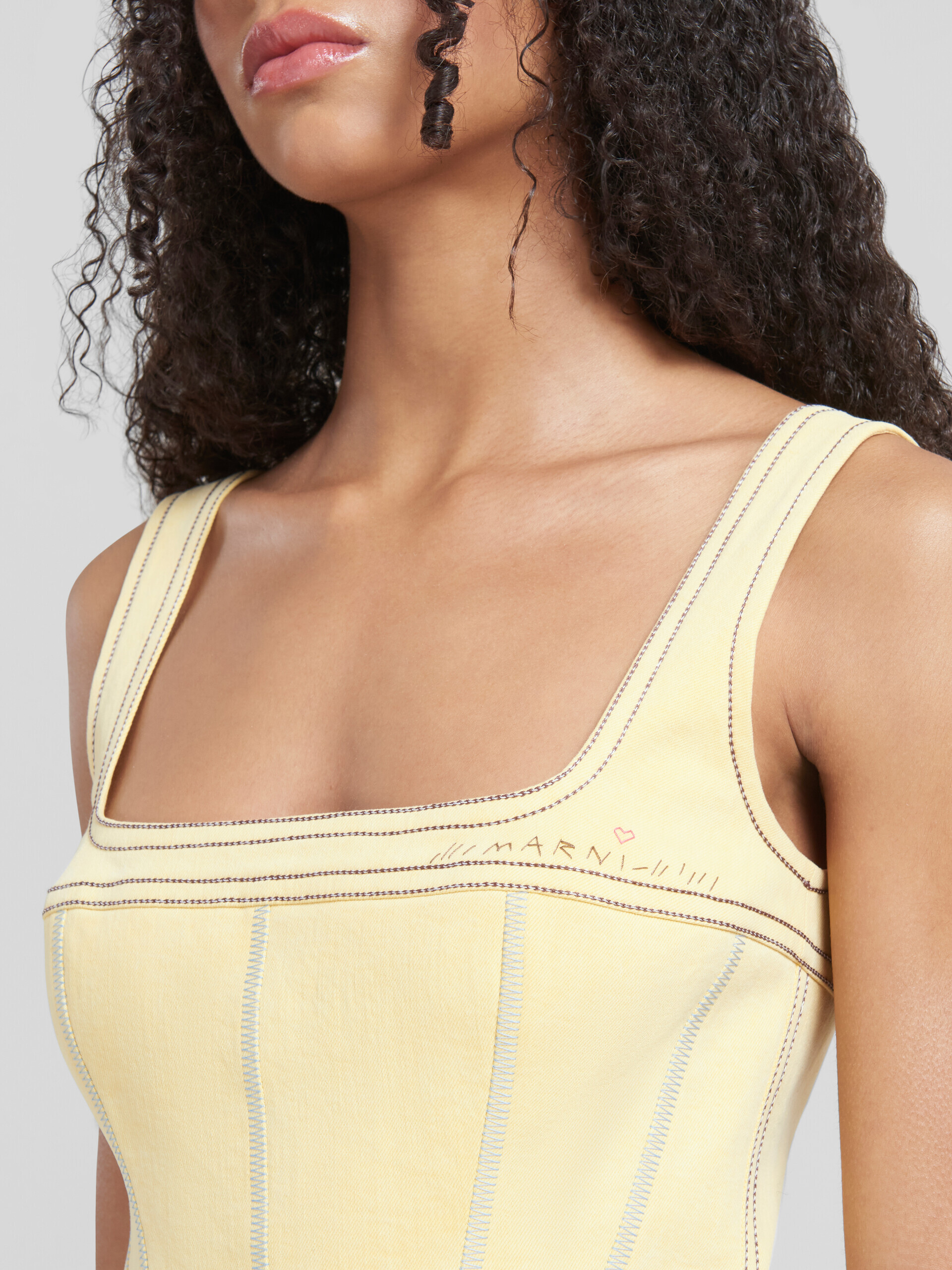 Yellow organic denim corset top - Shirts - Image 4