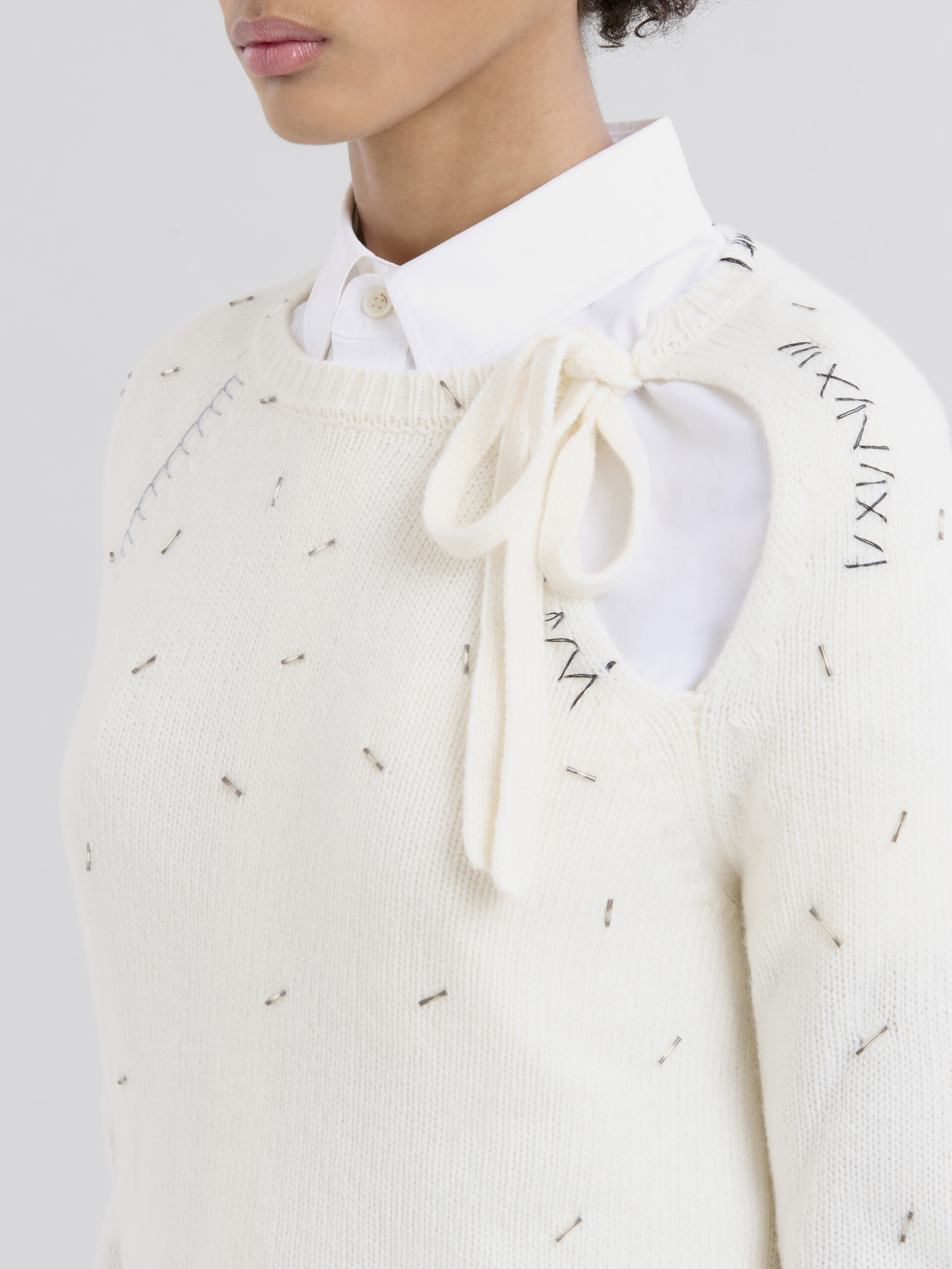 Pearl embellished wool and cashmere ivory jumper - Pullovers - Image 4