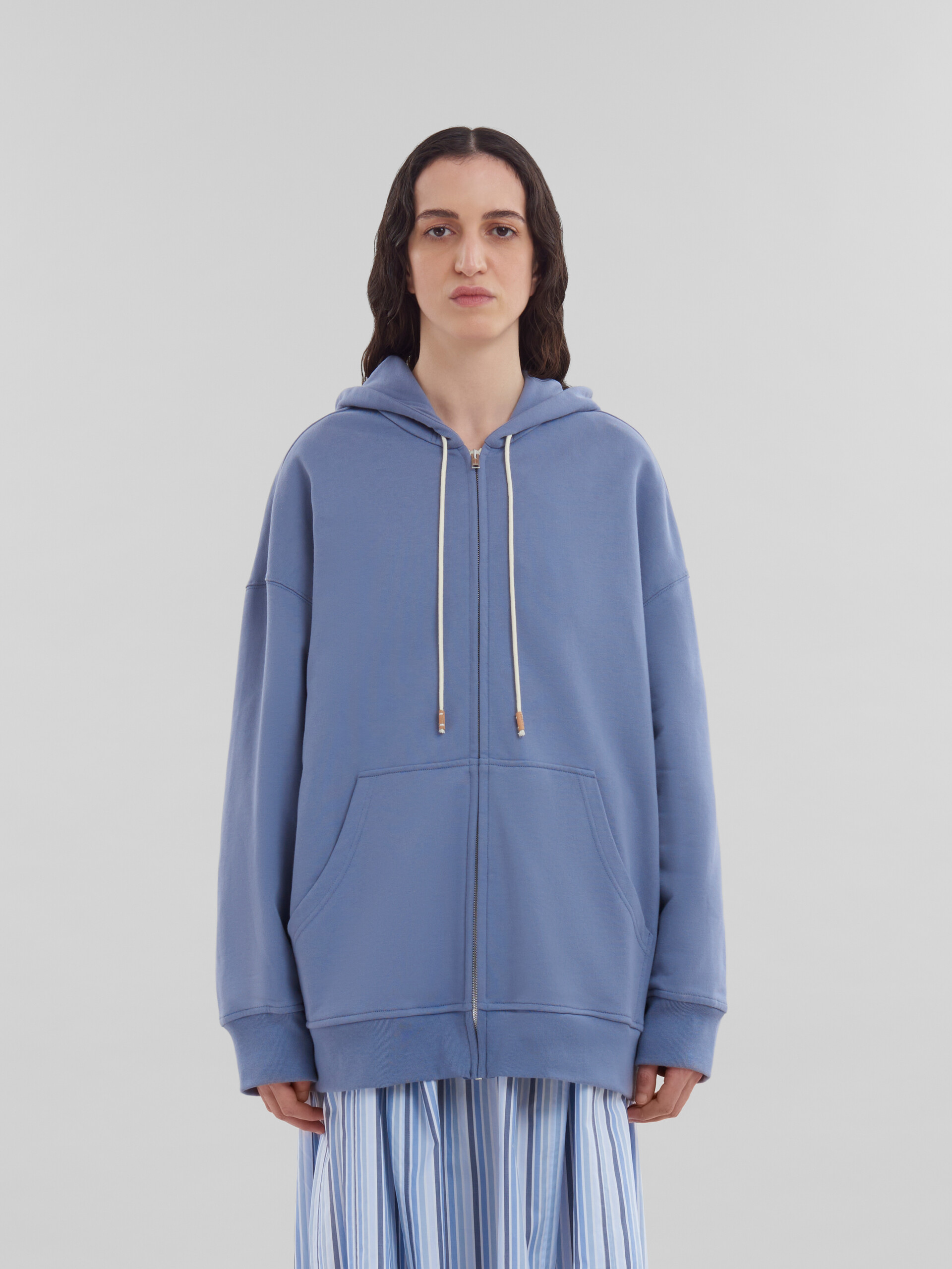 Blue organic cotton hoodie with Marni print - Sweaters - Image 2