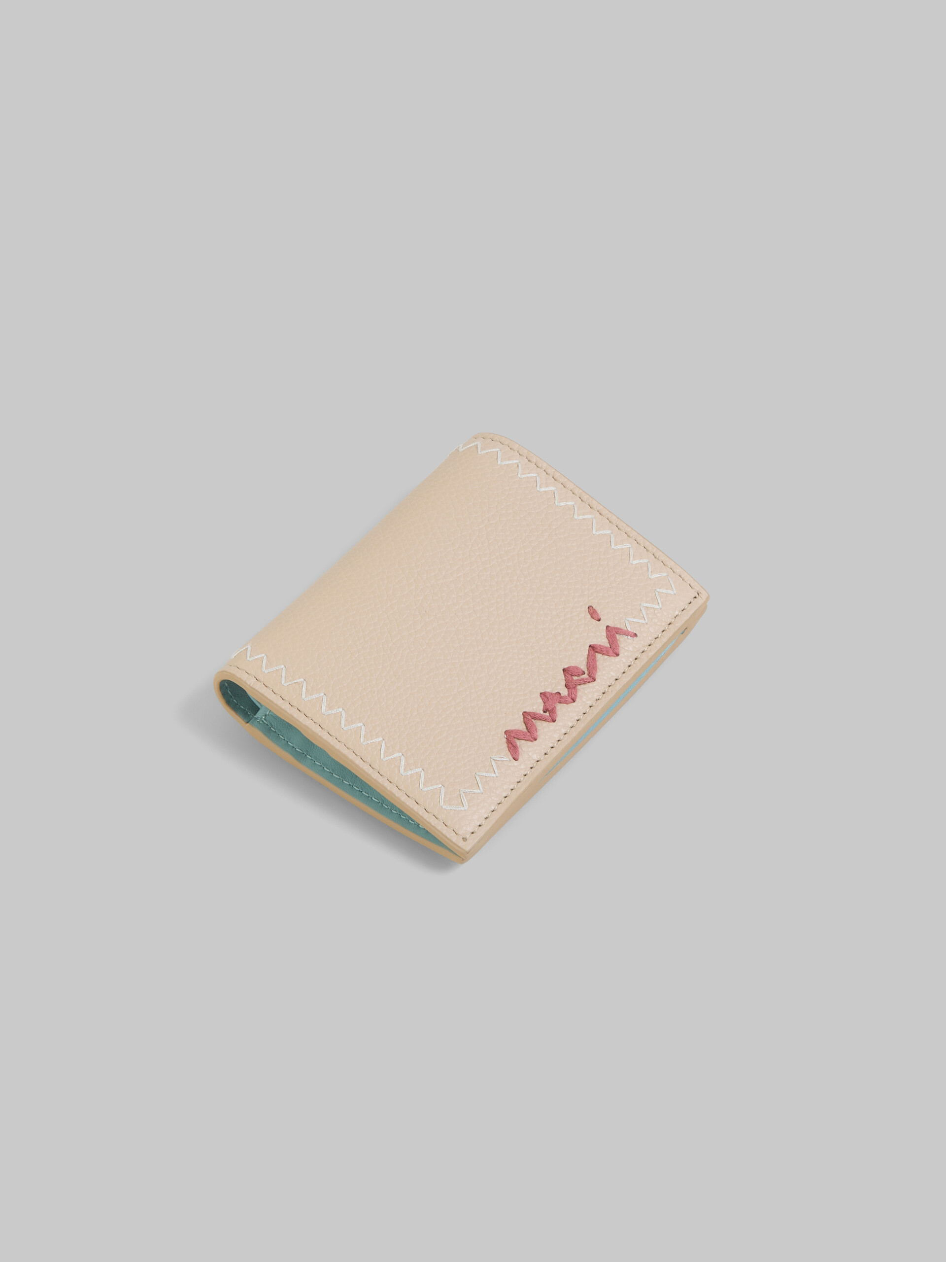 Sky blue bi-fold wallet with Marni Mending embroidery - Wallets - Image 5