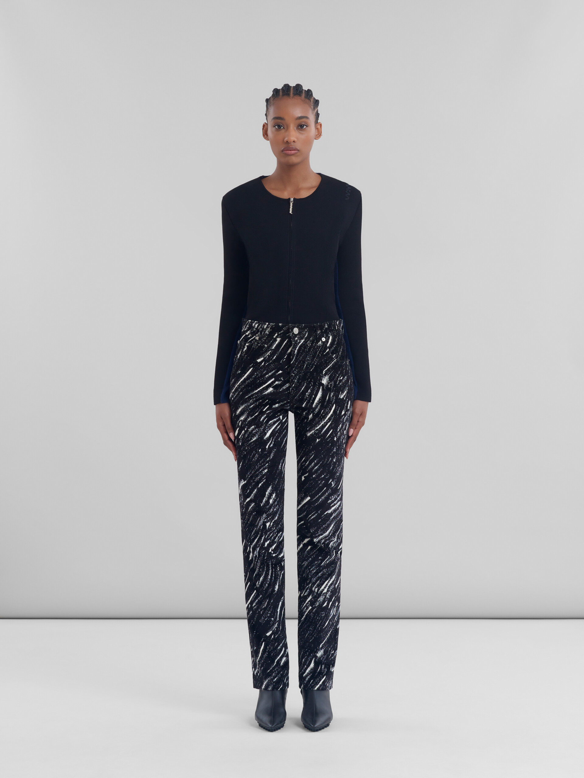 Black flocked jeans with Crayon print - Pants - Image 2