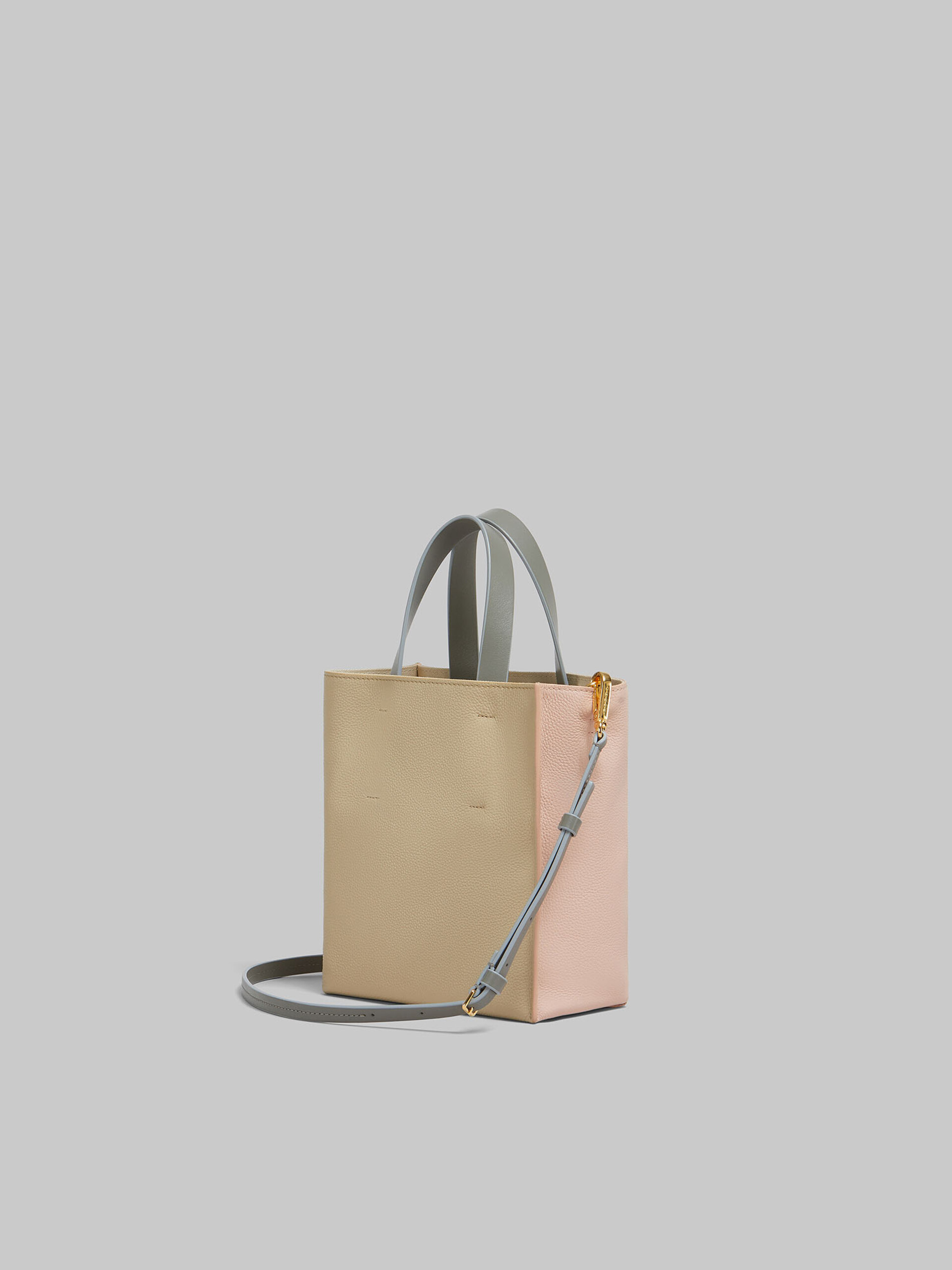 Museo Soft Mini Bag in ivory and brown leather with Marni Mending - Shopping Bags - Image 3