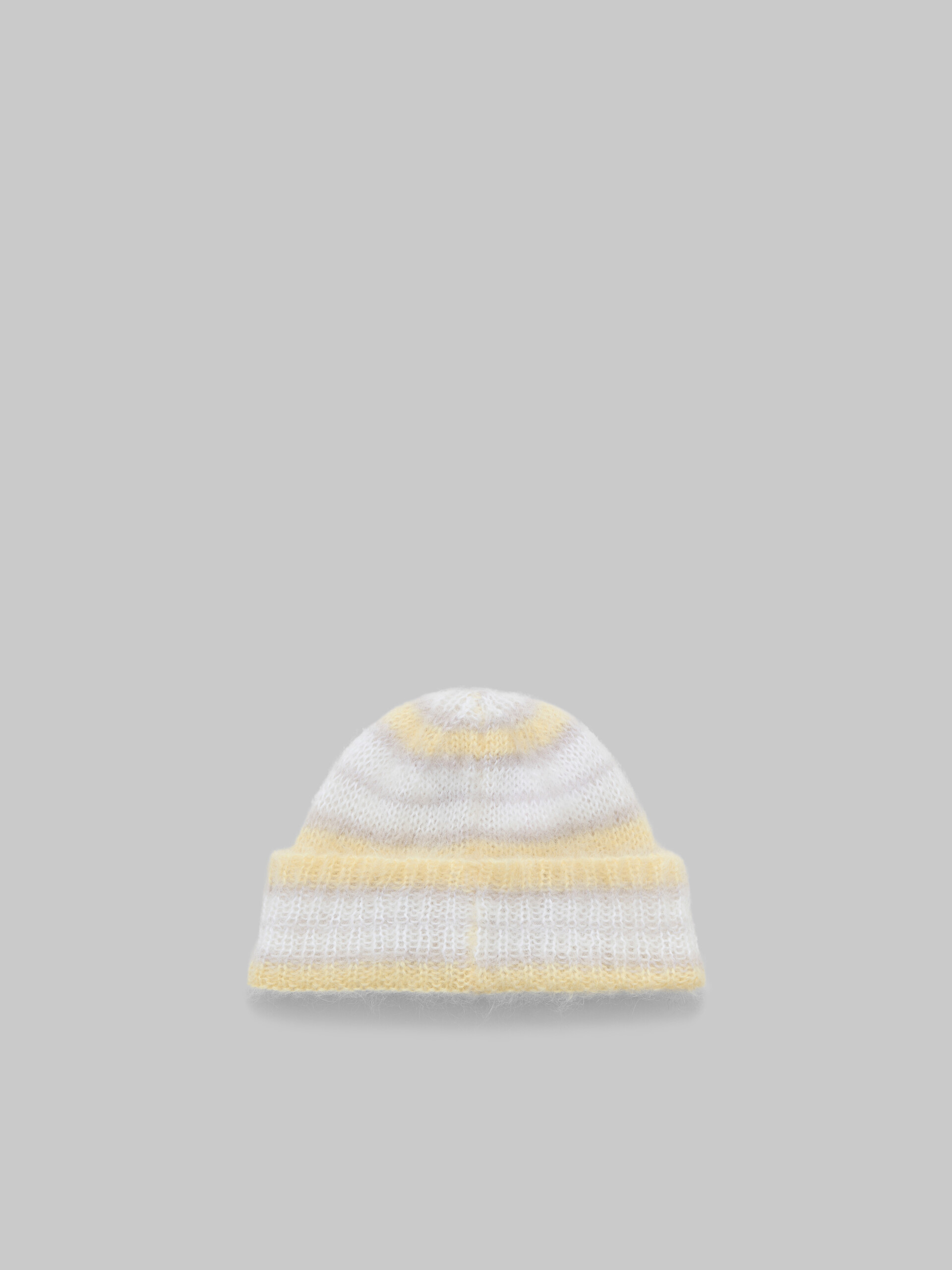 Grey brushed mohair beanie with stripes - Hats - Image 3