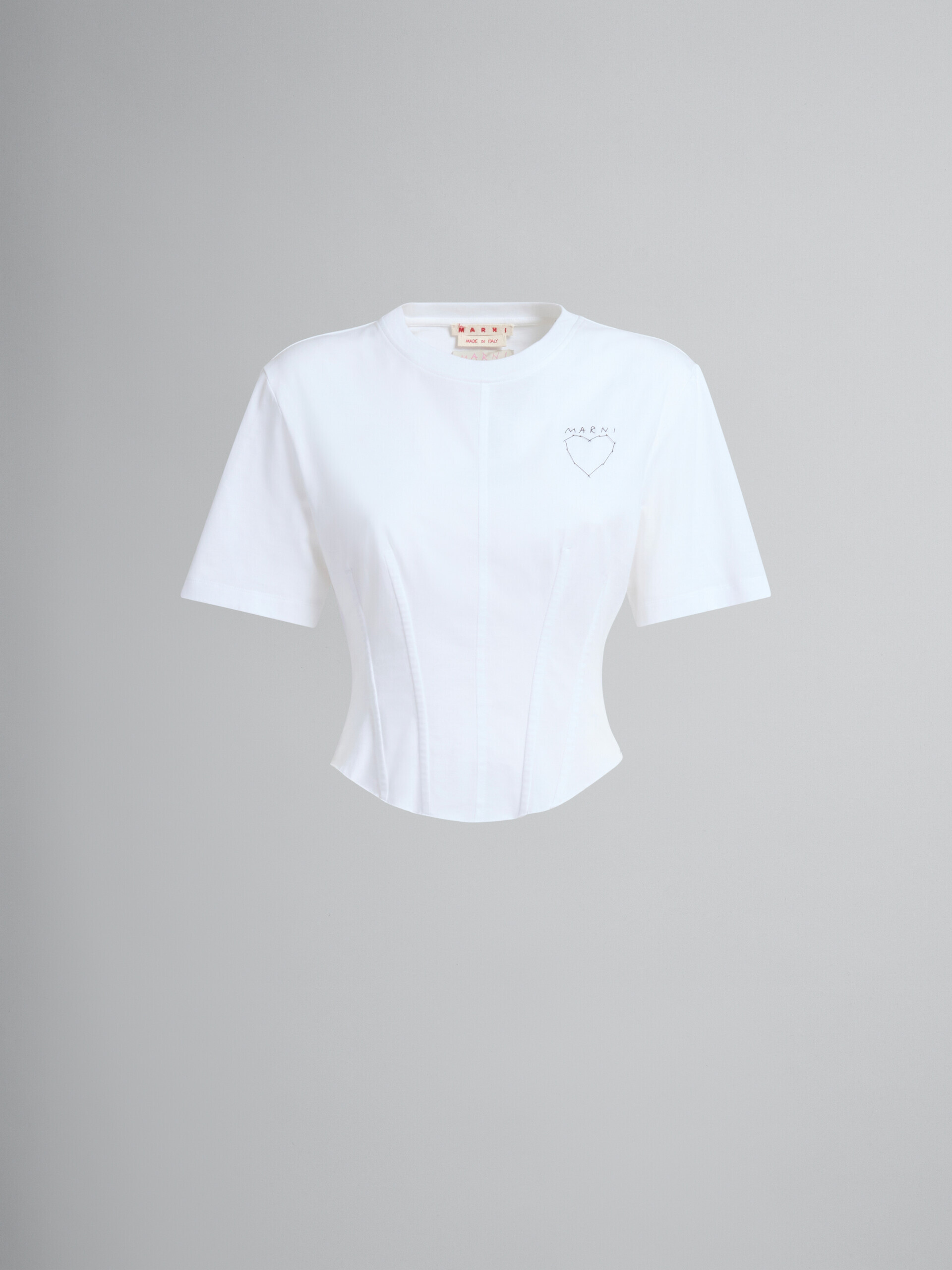 ホワイトのオーガニックジャージー製コルセットTシャツ - Tシャツ - Image 2