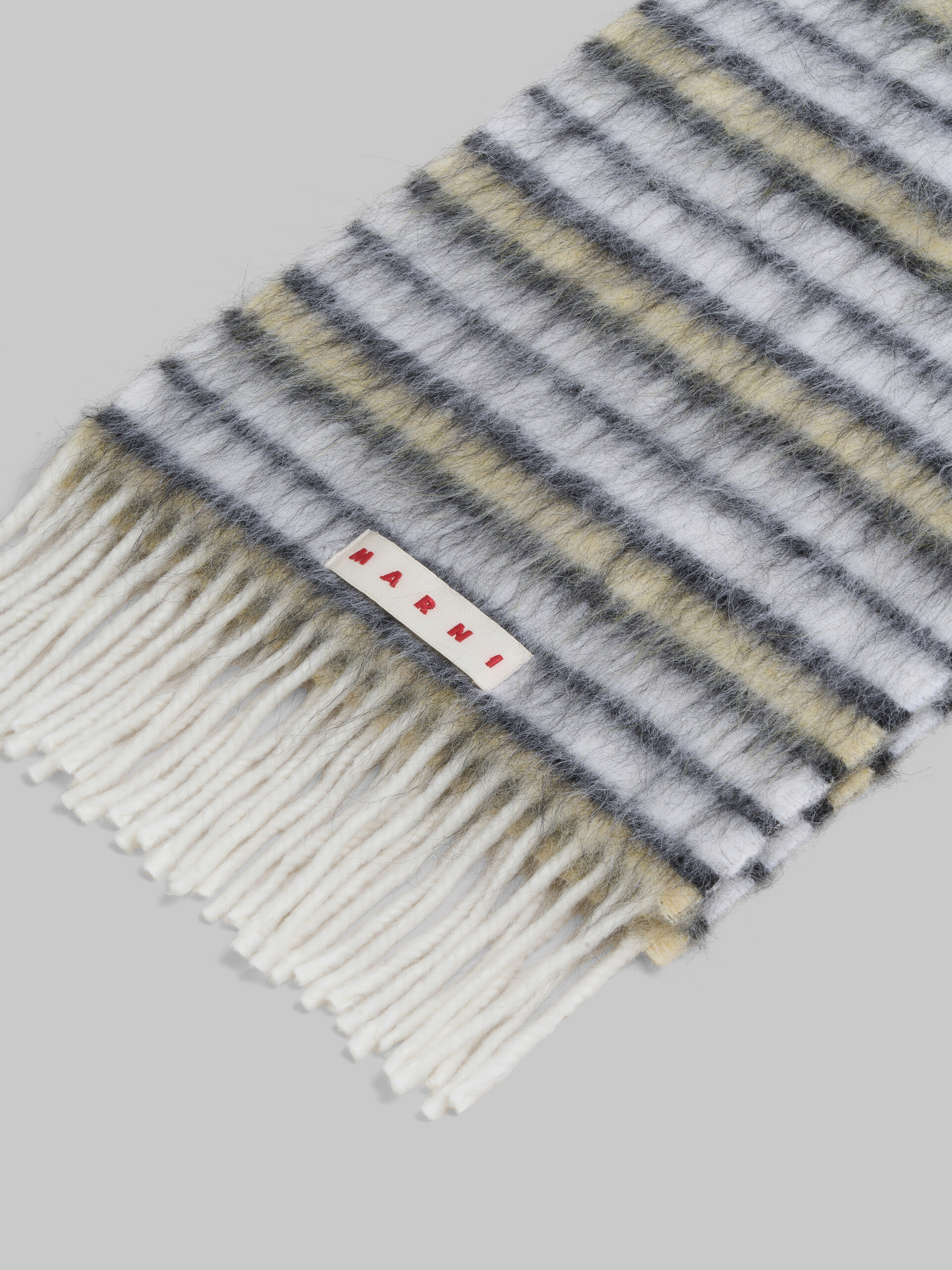 White wool and mohair scarf with striped pattern - Scarves - Image 2