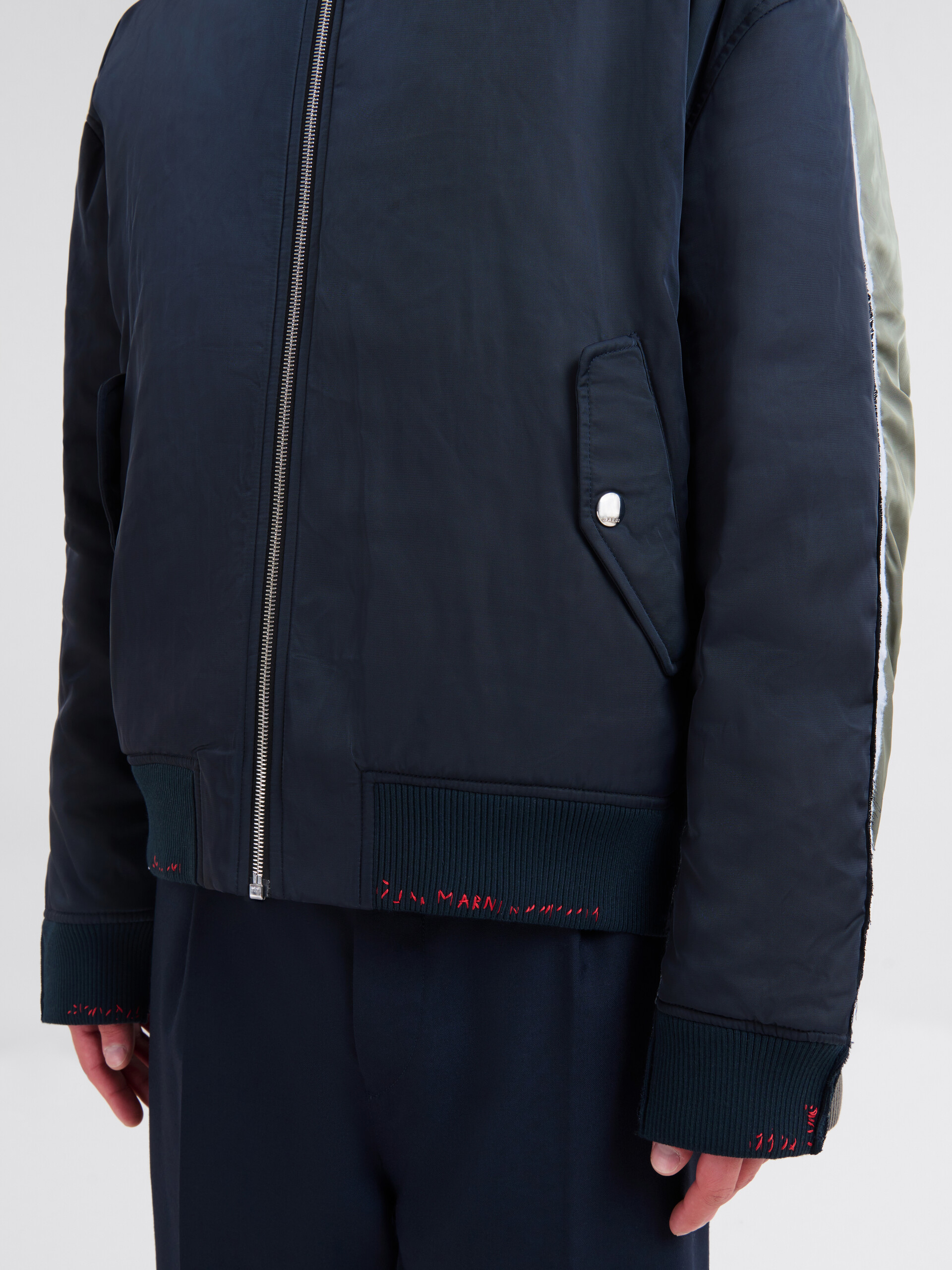 Deep blue twill bomber jacket with contrast back - Jackets - Image 5