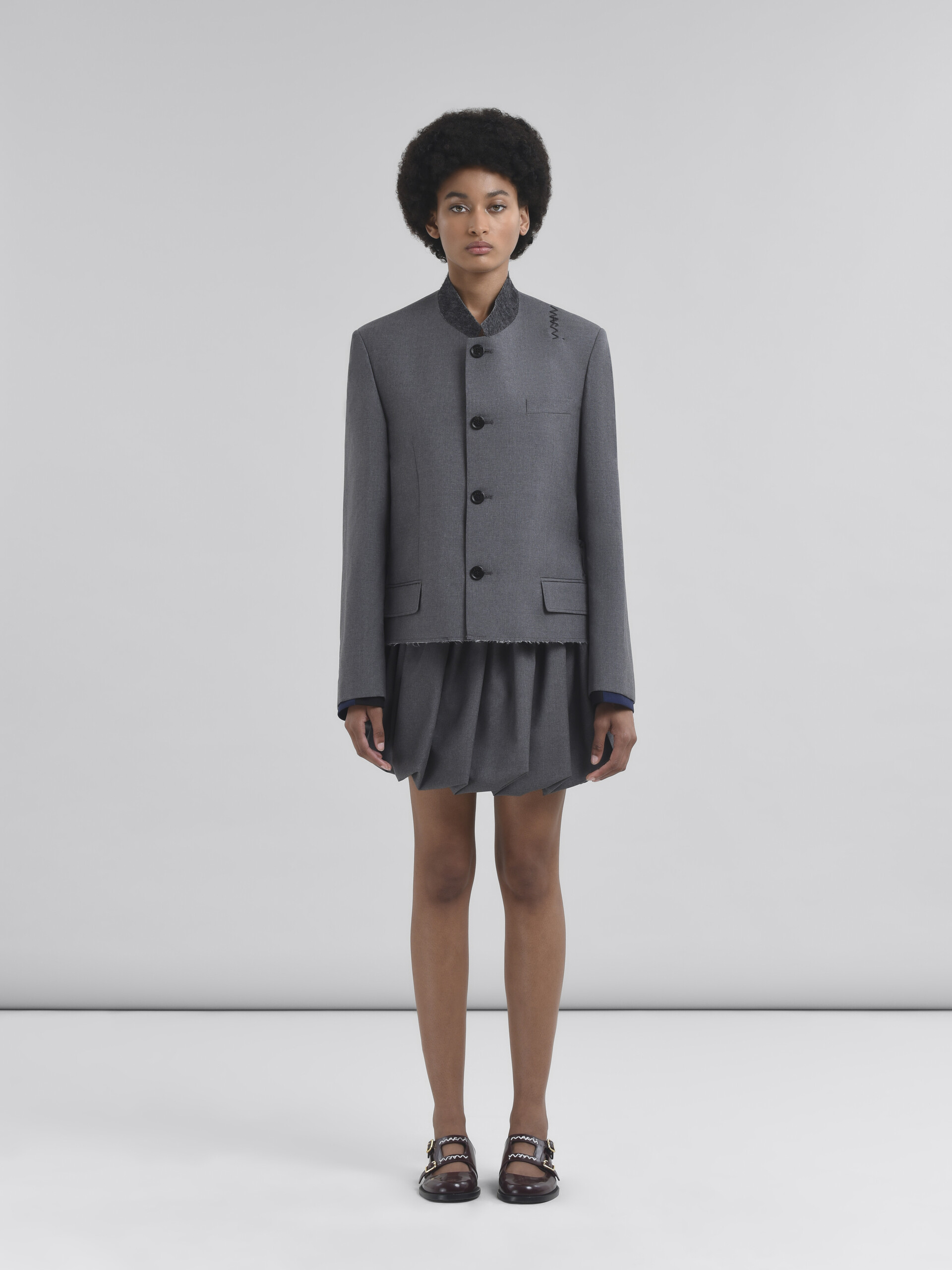 Grey jacket with Mandarin collar and Marni Symbol - Jackets - Image 2