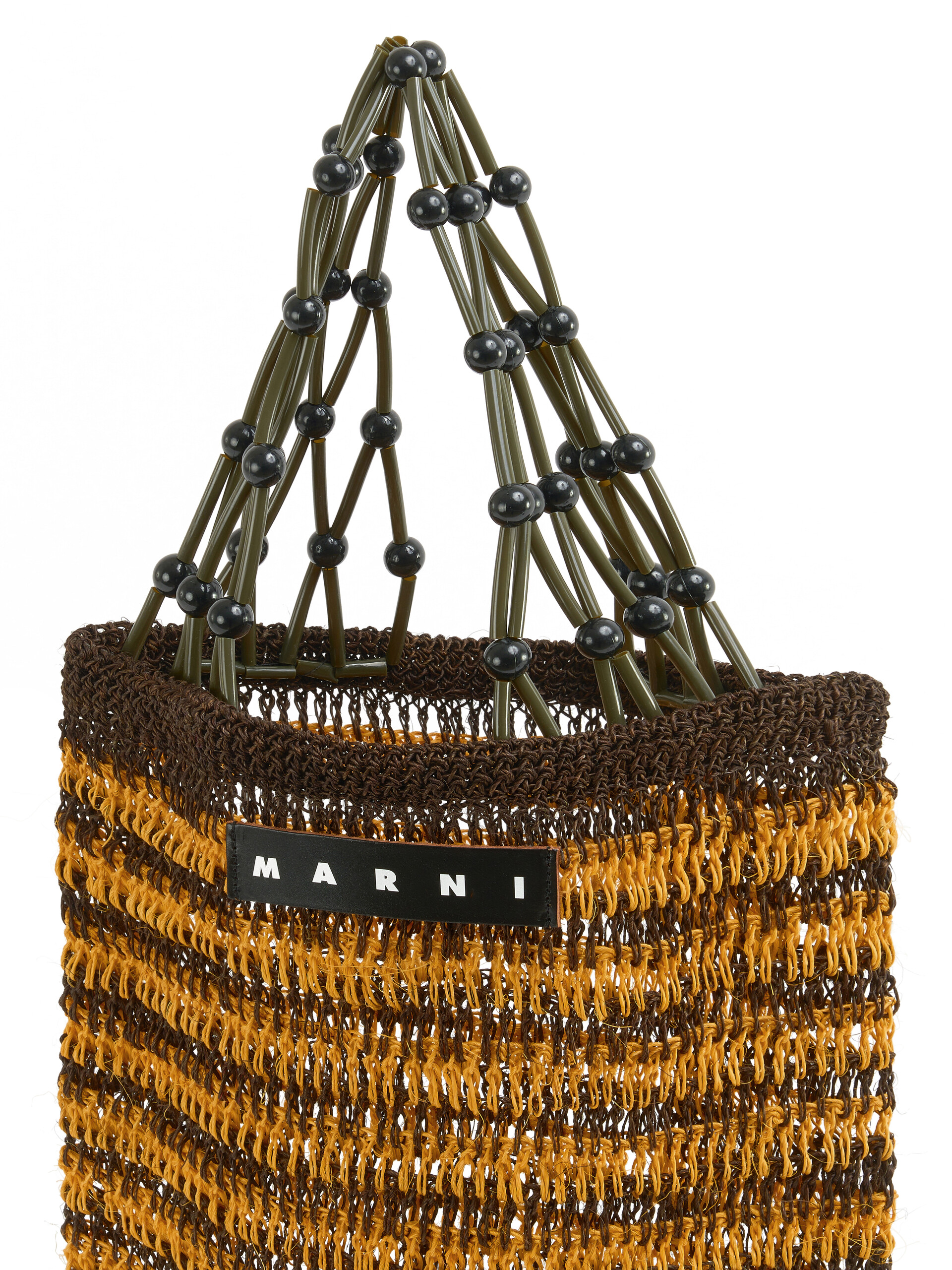 Pink MARNI MARKET FIQUE natural fibre net shopper - Shopping Bags - Image 4