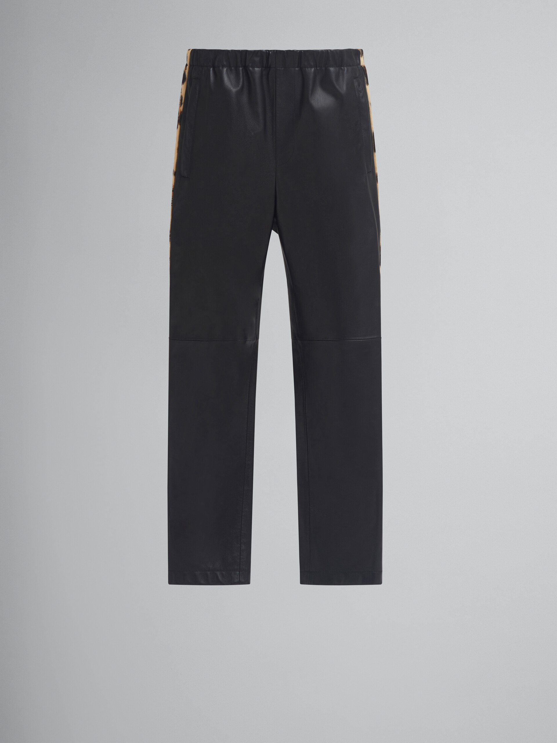 Pantalon de jogging en cuir nappa noir - Pantalons - Image 1