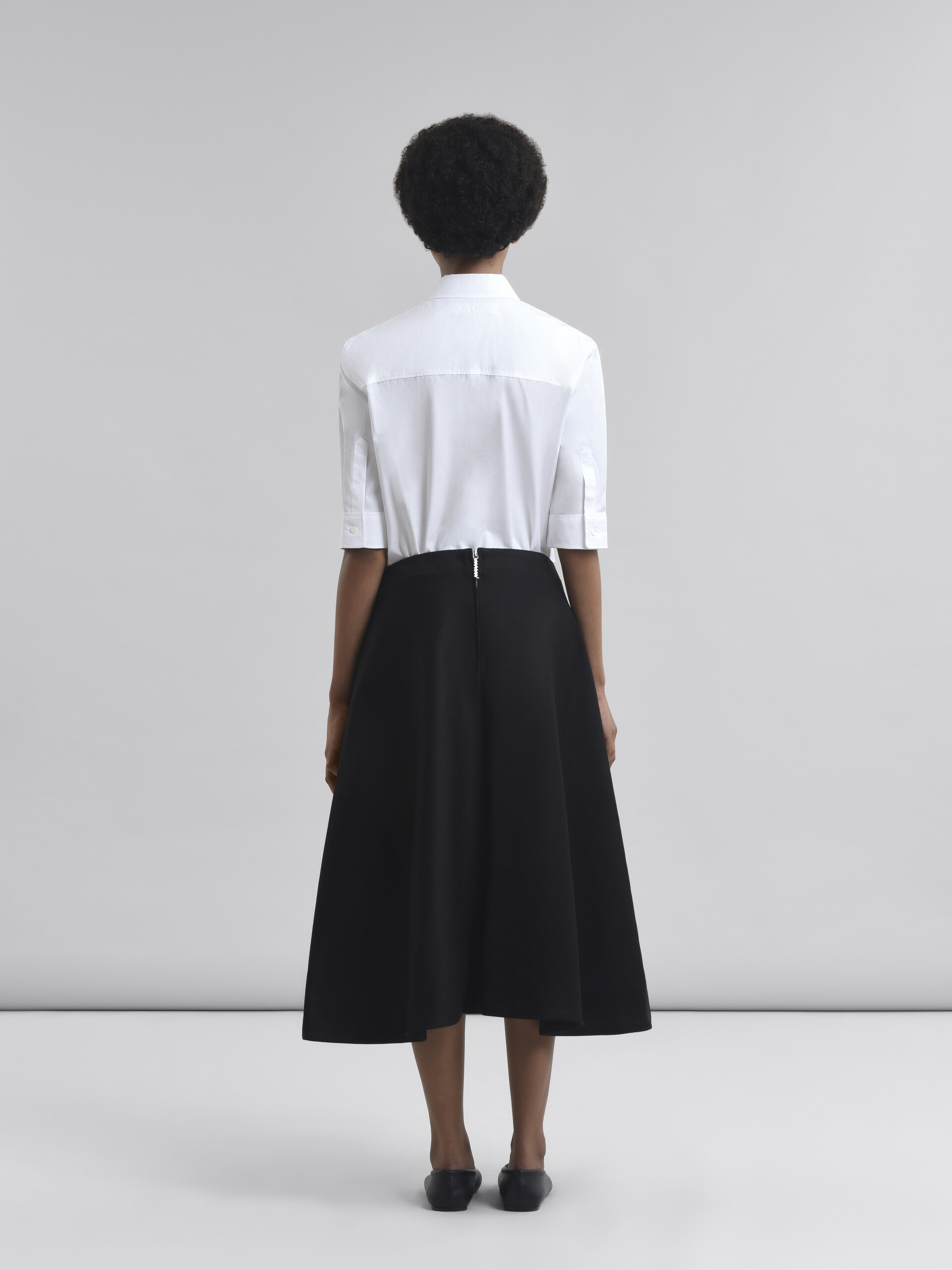 Black organic cotton satin flared skirt - Skirts - Image 3