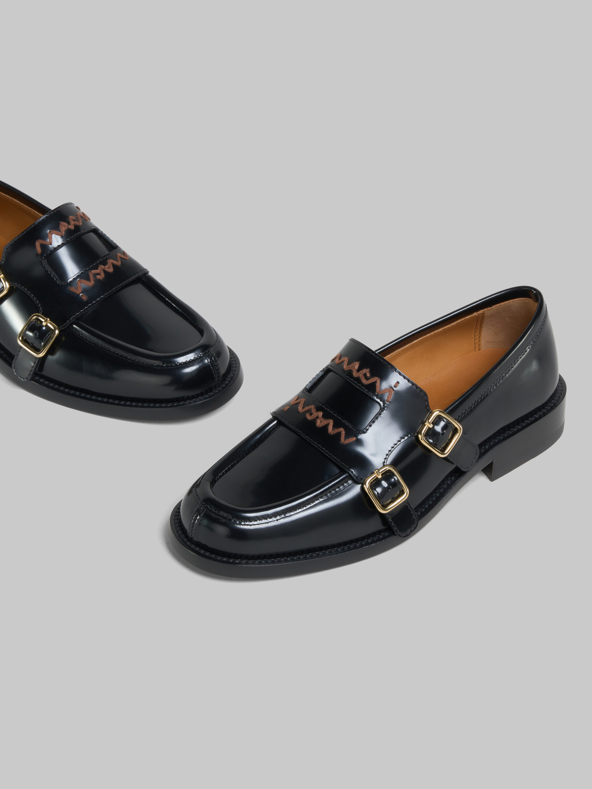 Black leather Bambi 3.0 loafer with double buckle - Mocassin - Image 5