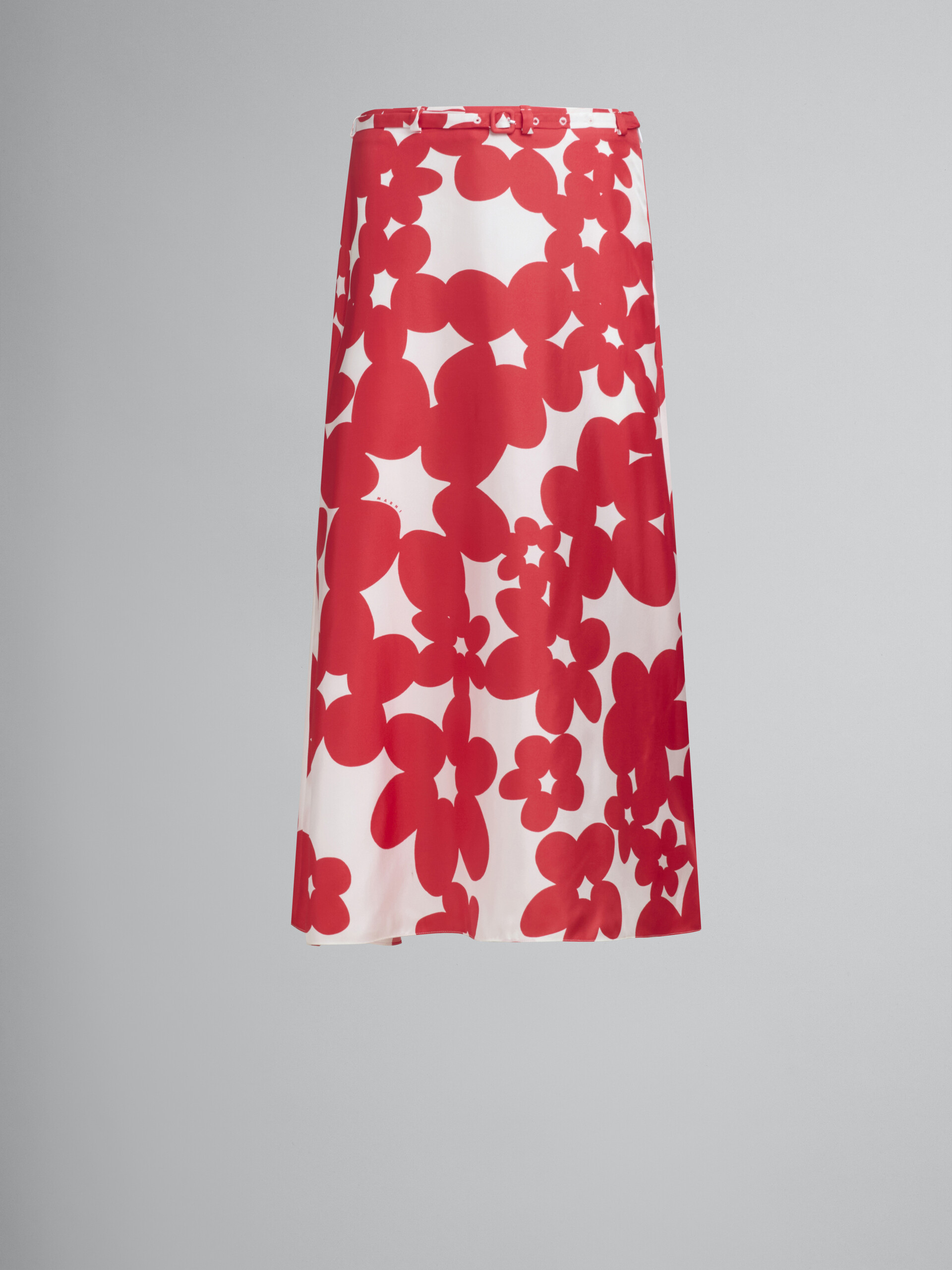 Red and white Dillies Print silk skirt - Skirts - Image 1