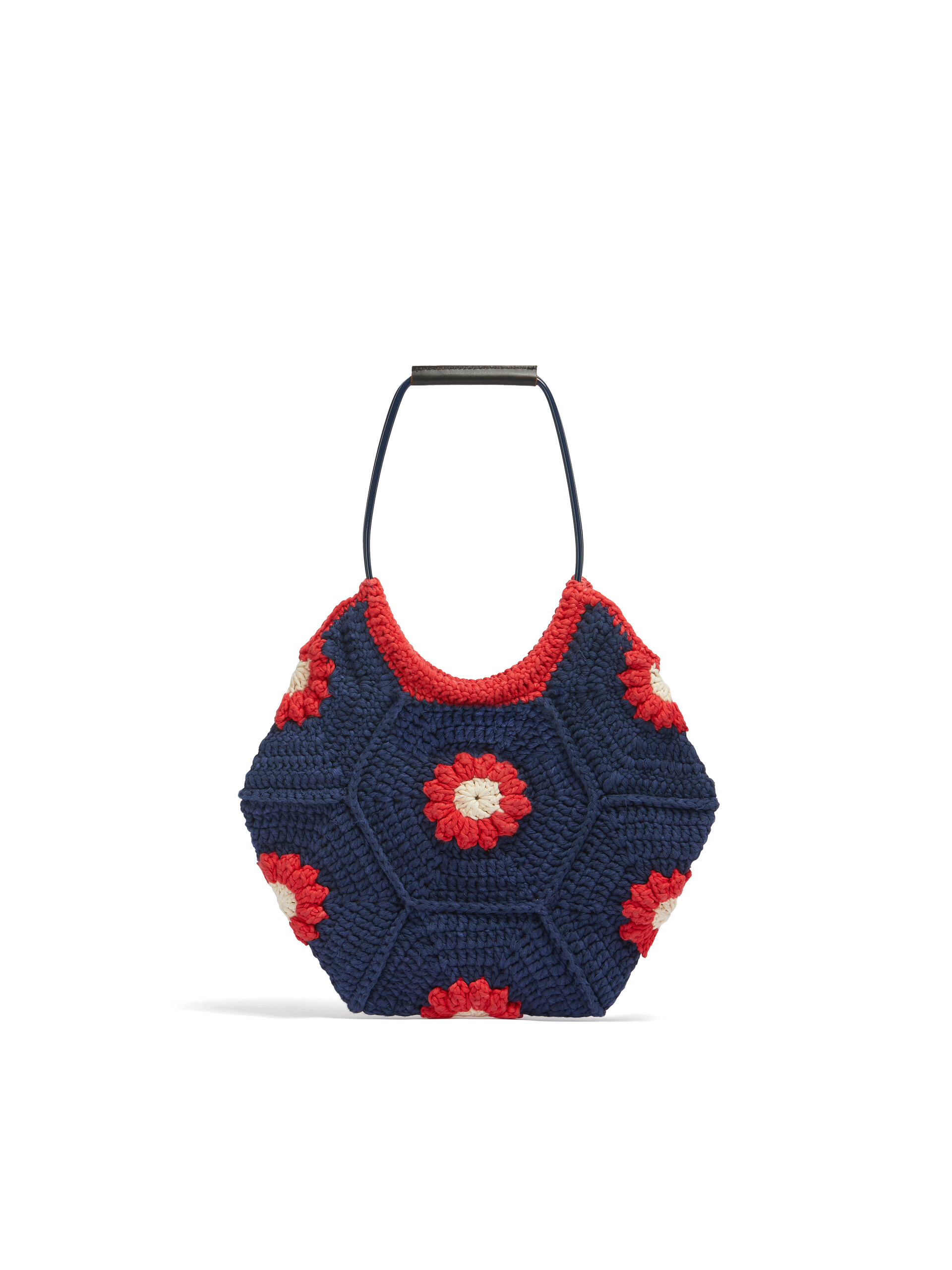 Sac à main MARNI MARKET en coton bleu à fleurs, réalisé au crochet - Sacs cabas - Image 3