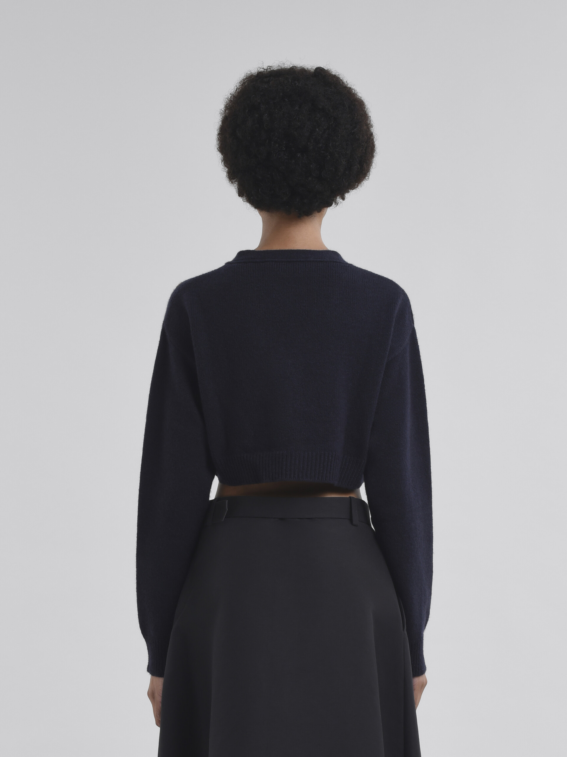 Cropped blue cashmere cardigan with Marni Symbol - Pullovers - Image 3