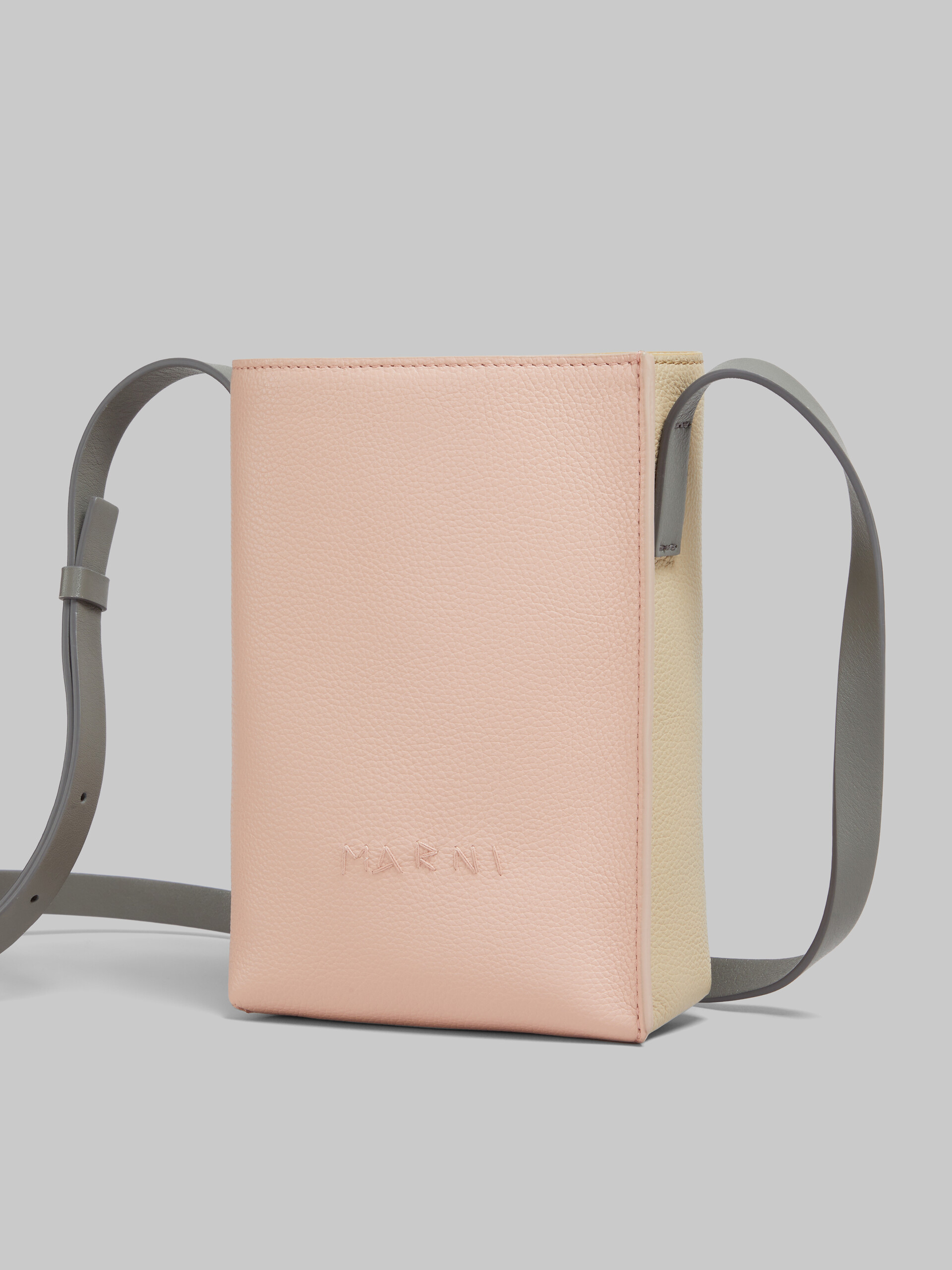 Light pink and beige leather Museo Nano Bag with Marni Symbol embroidery - Shoulder Bag - Image 5