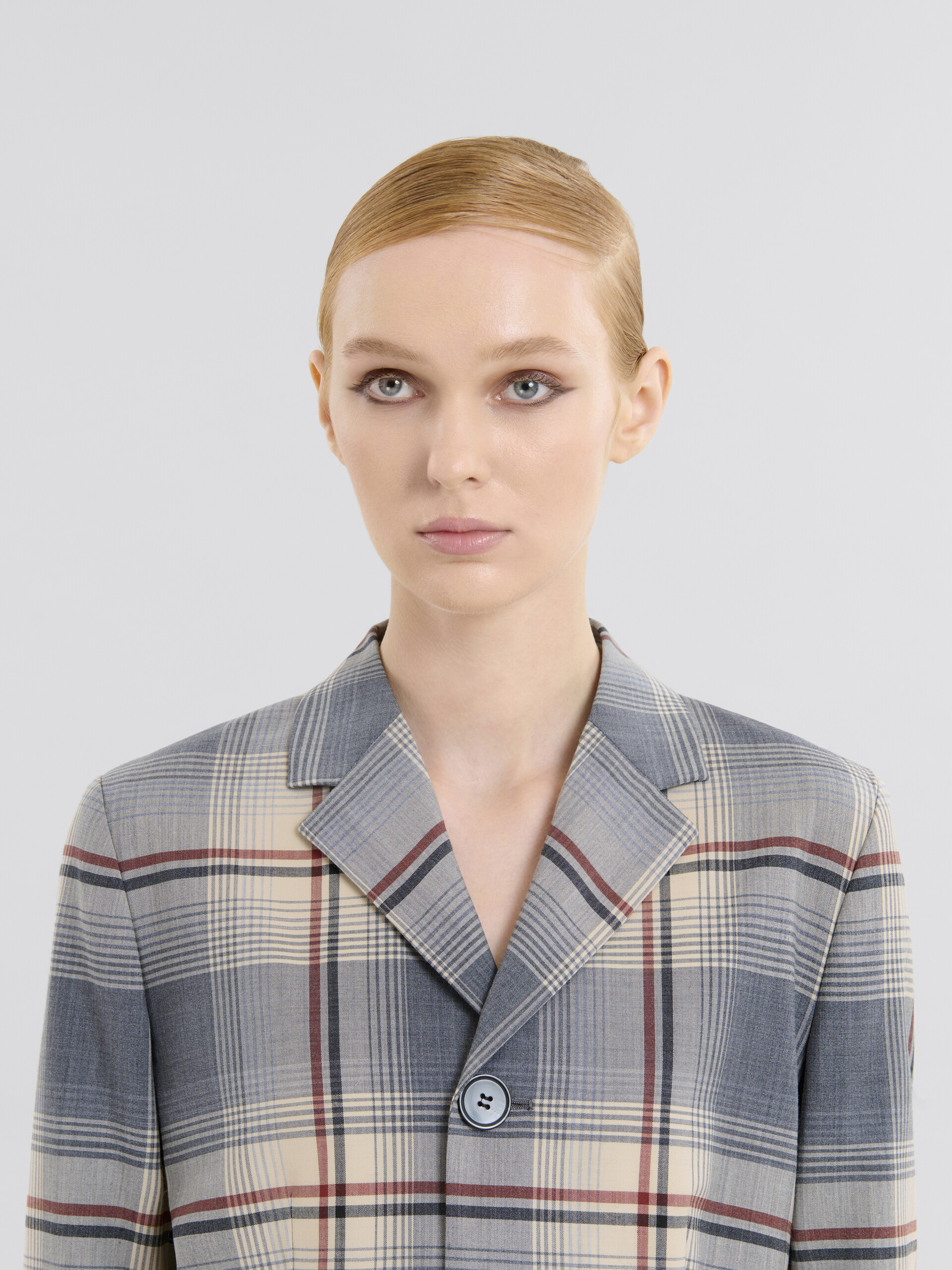 Grey checked wool jacket with Marni mending - Jackets - Image 4