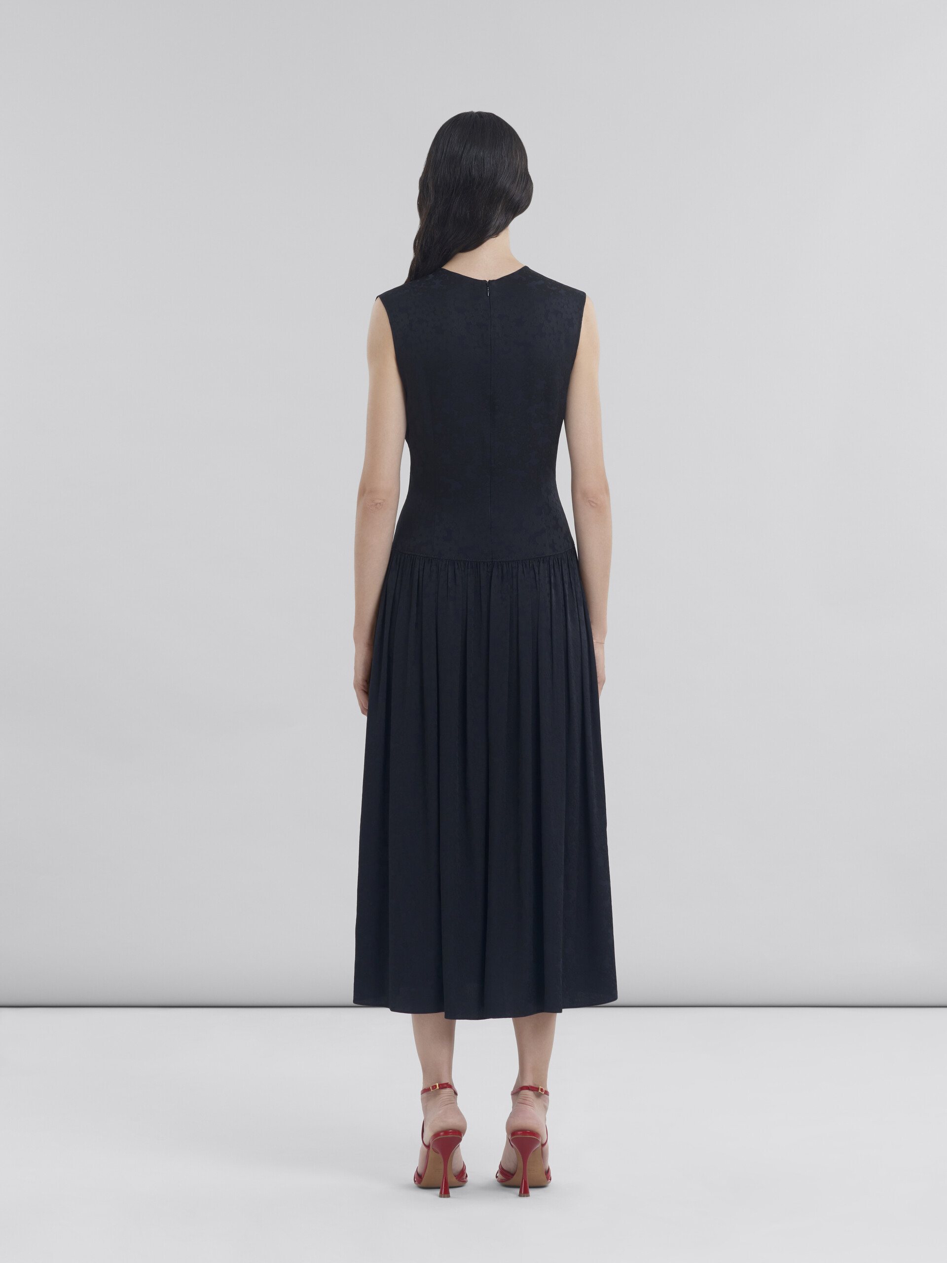 Black silk jacquard midi dress - Dresses - Image 3