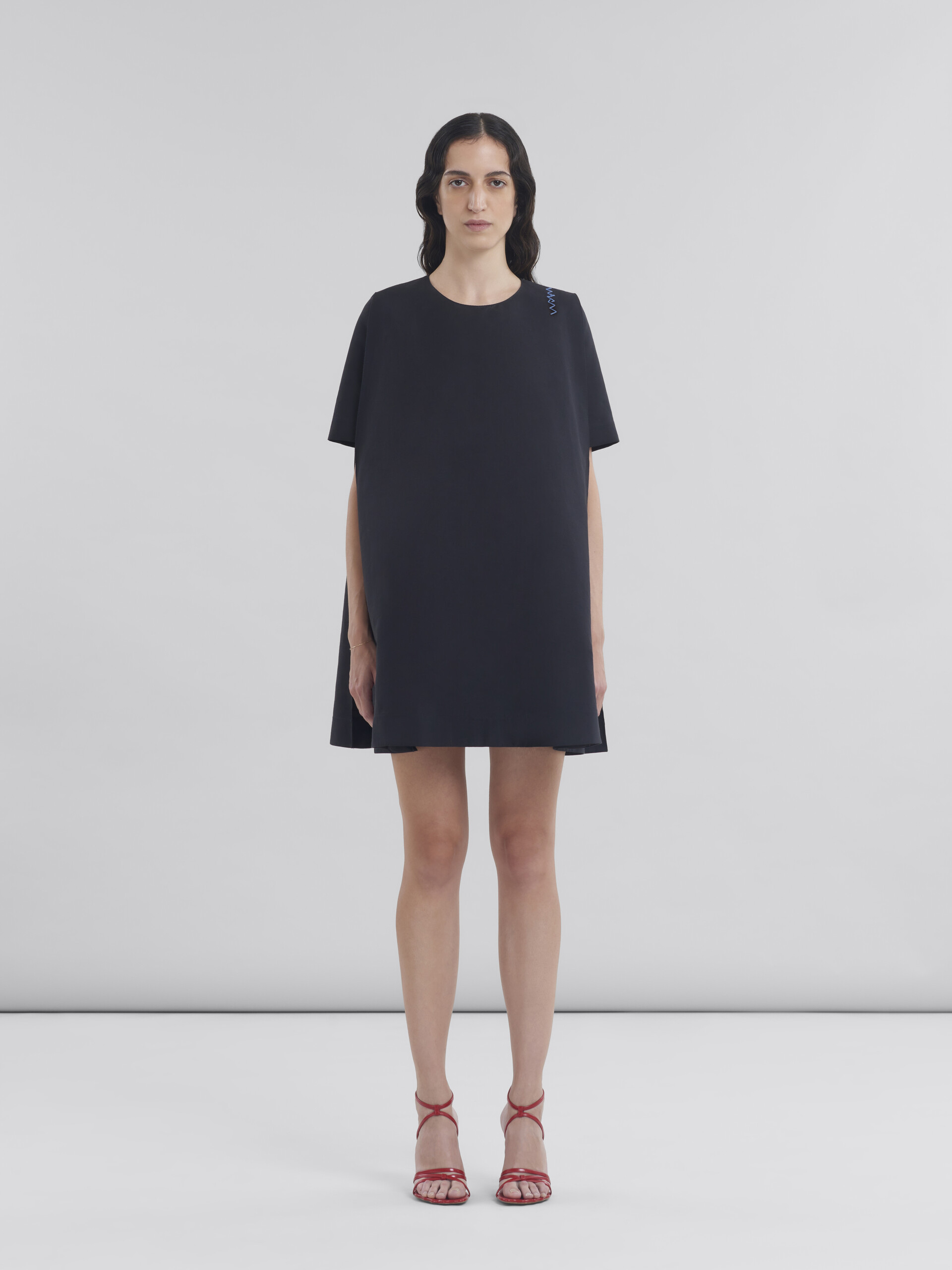 Short black flared dress with Marni Symbol - Dresses - Image 2