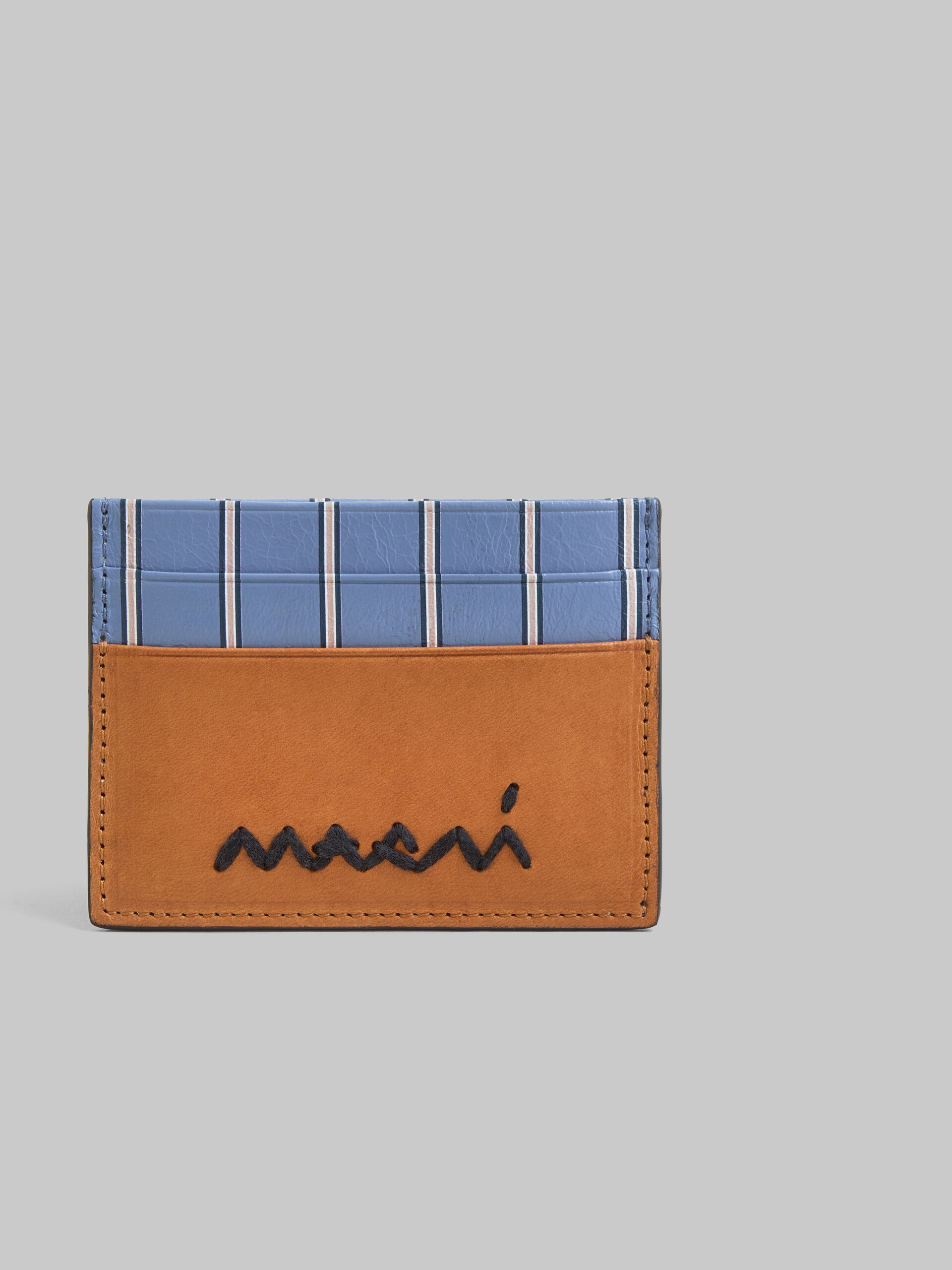 White and blue striped leather cardholder - Wallets - Image 4