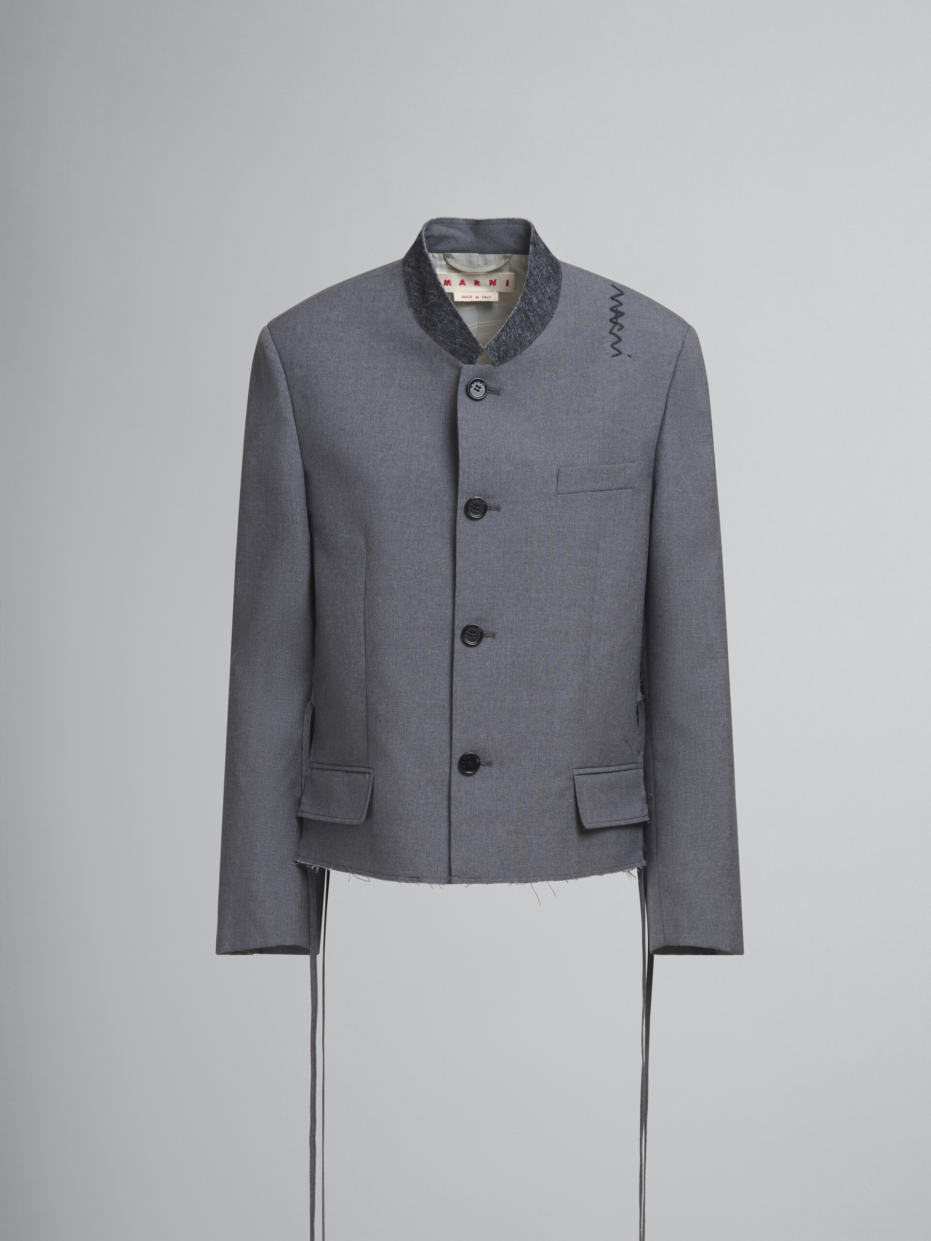 Grey jacket with Mandarin collar and Marni Symbol - Jackets - Image 1