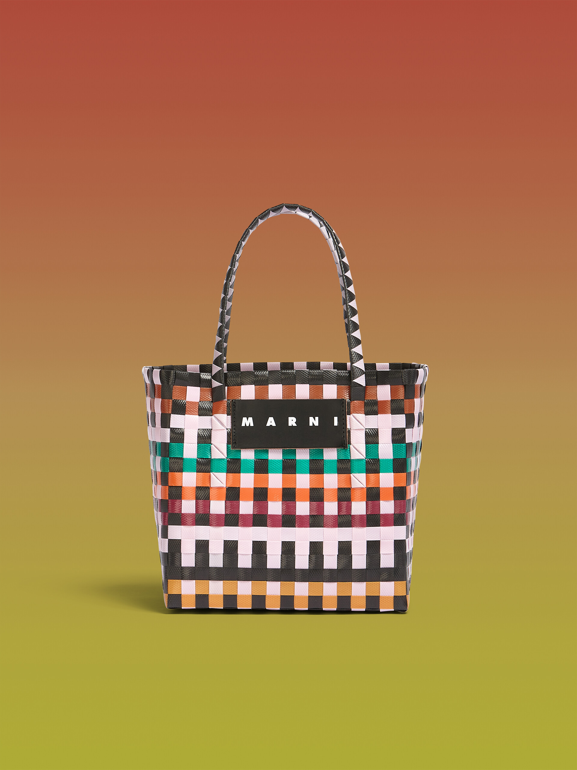 MARNI MARKET MINI BASKET bag in multicolor woven material - Shopping Bags - Image 1