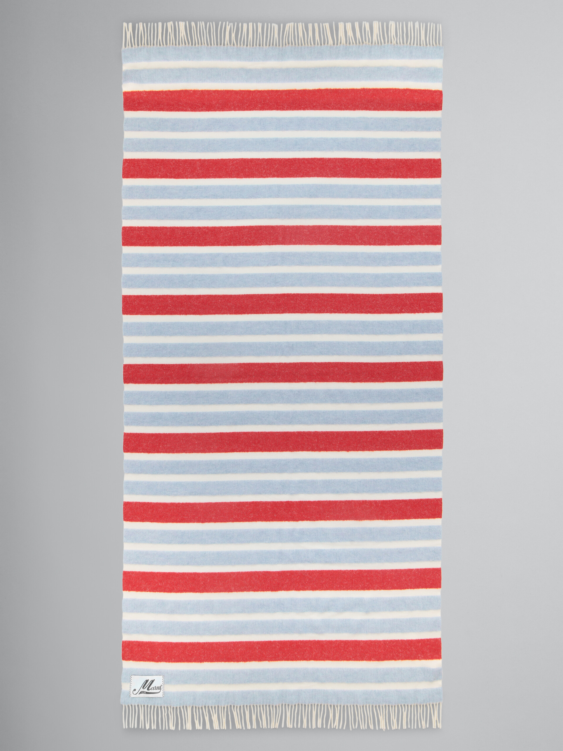 Light blue and red striped wool and alpaca throw - Other accessories - Image 1