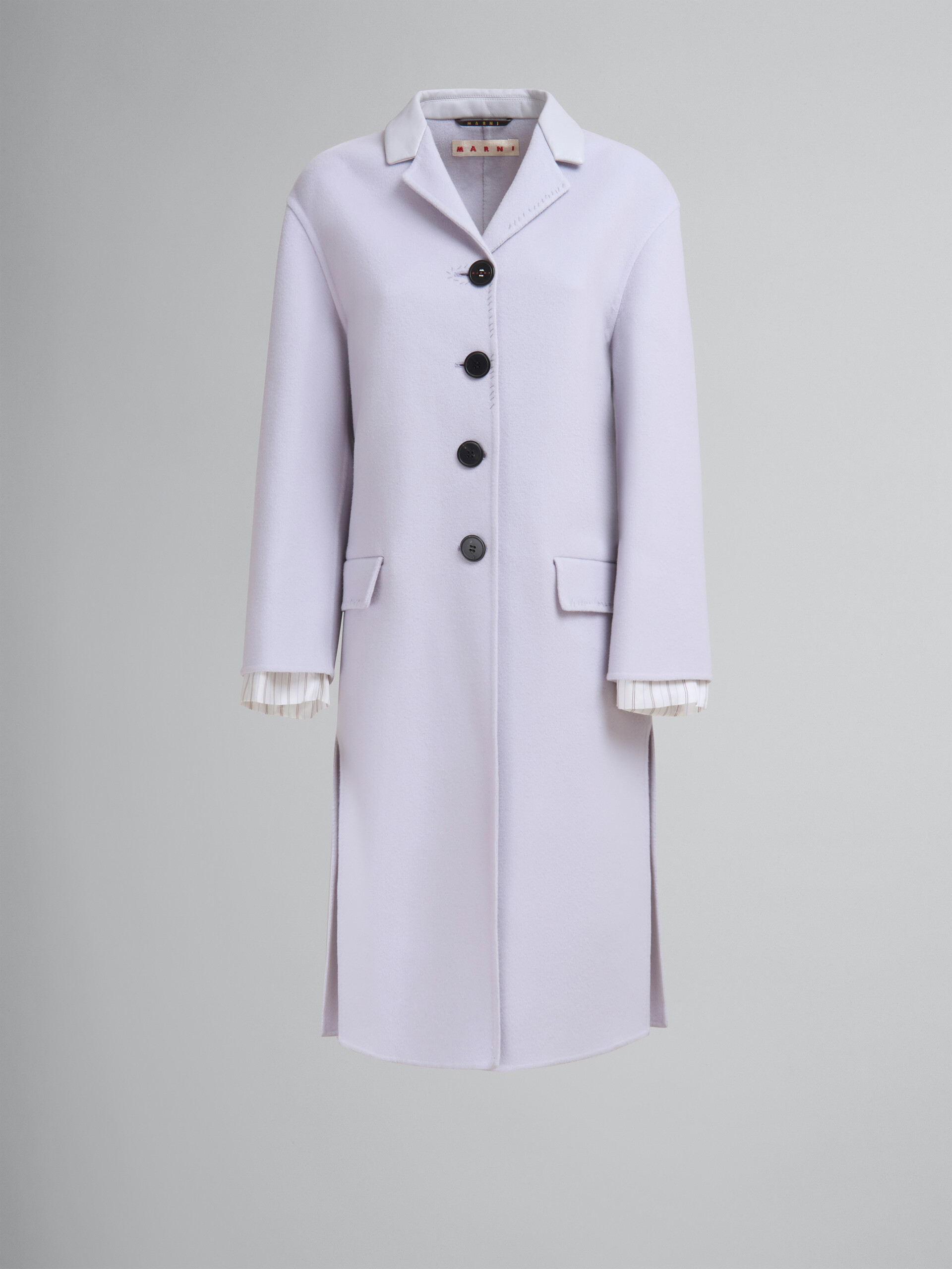 Purple felt coat with waist belt - Coat - Image 1