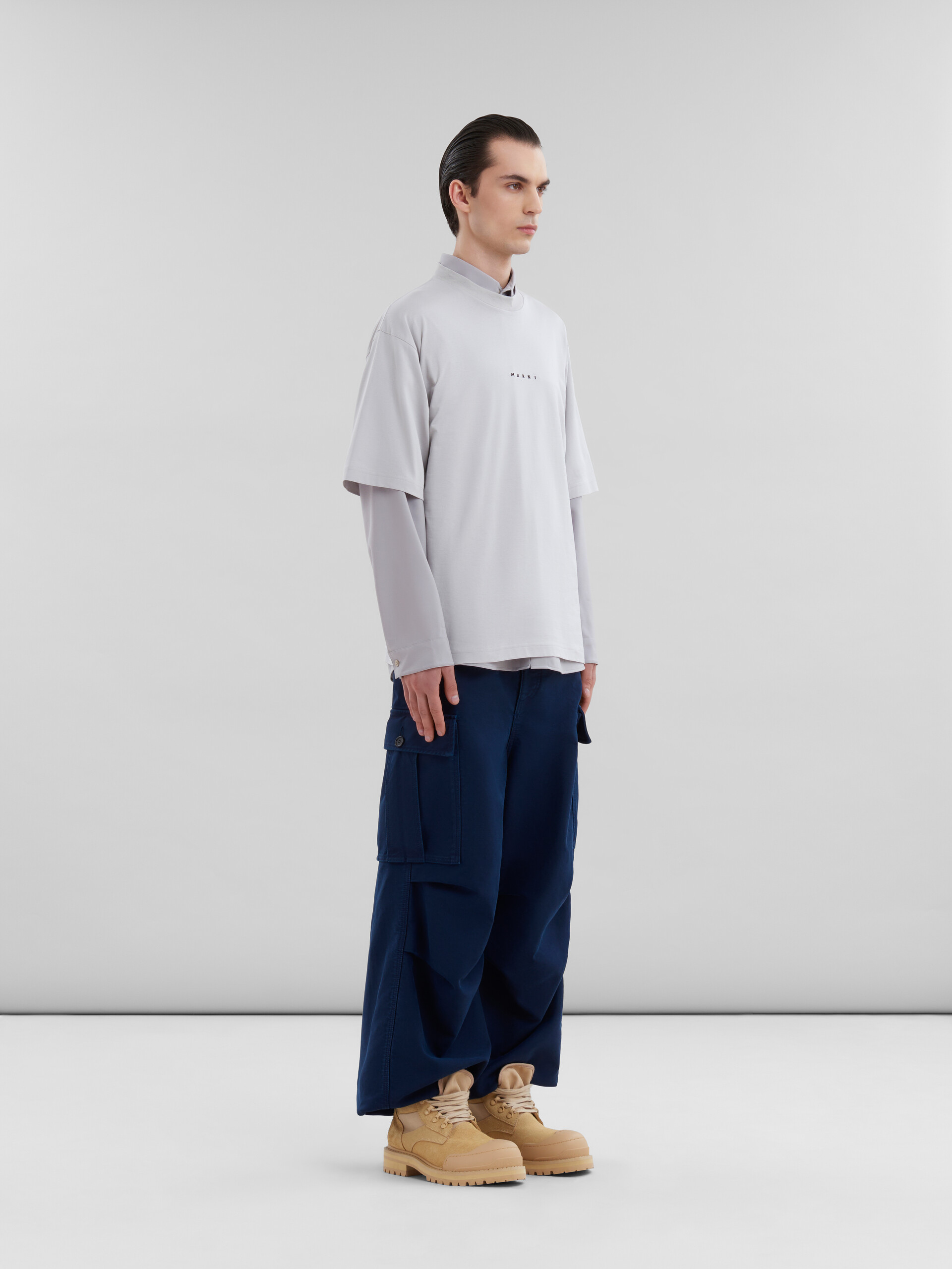 Camicia a maniche lunghe in fresco lana blu scuro - Camicie - Image 5