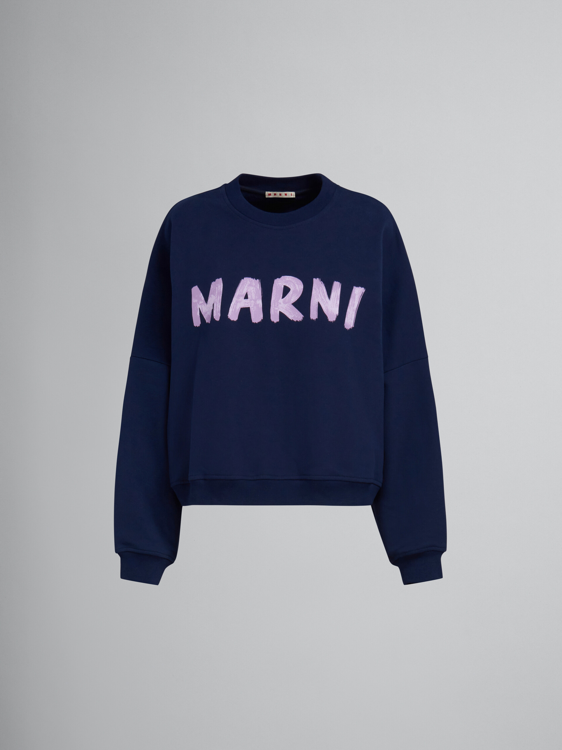 Blue organic cotton sweatshirt with Marni print - Pullovers - Image 1