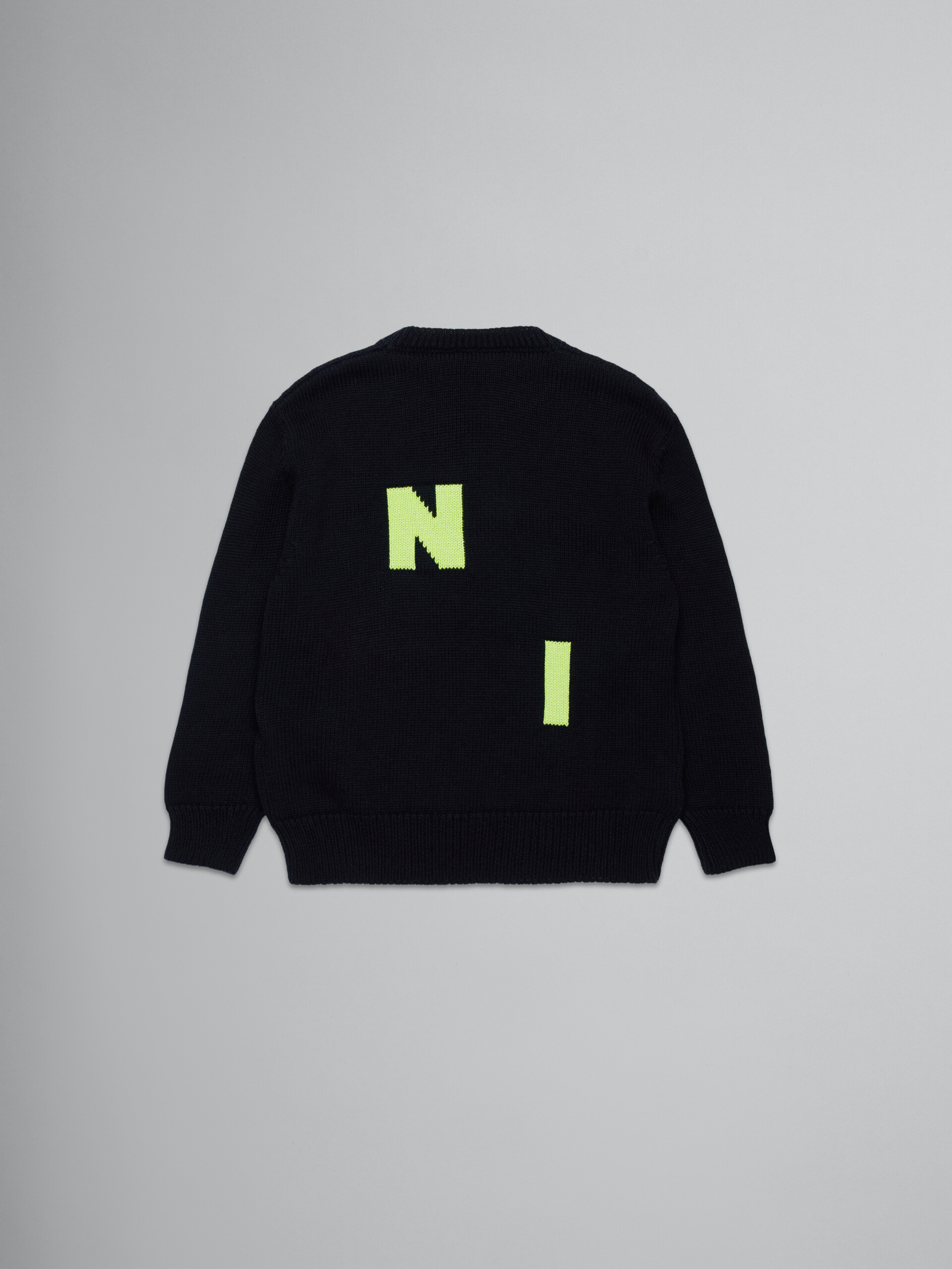 Black wool-blend pullover with logo - Knitwear - Image 2