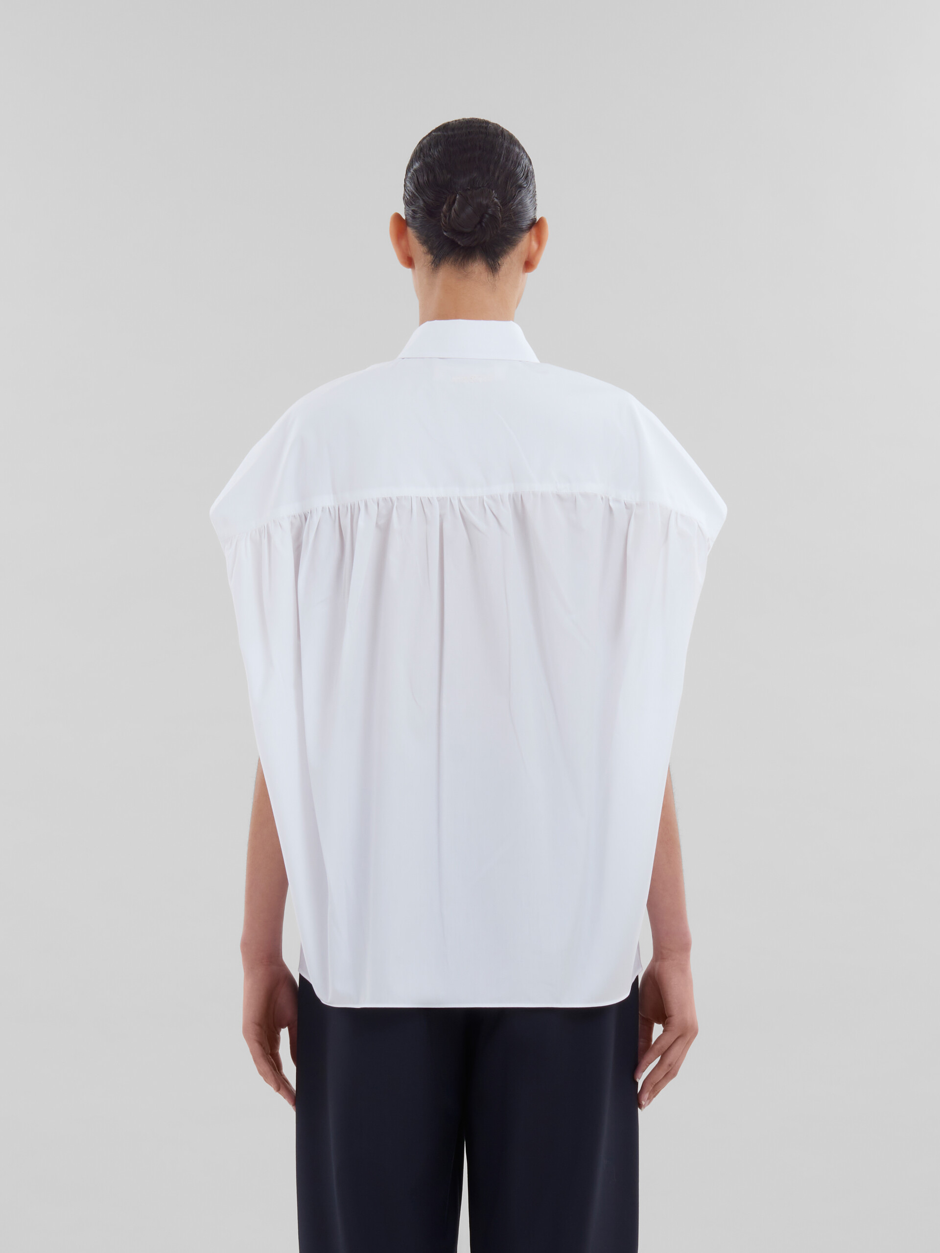 White poplin cocoon shirt - Shirts - Image 3