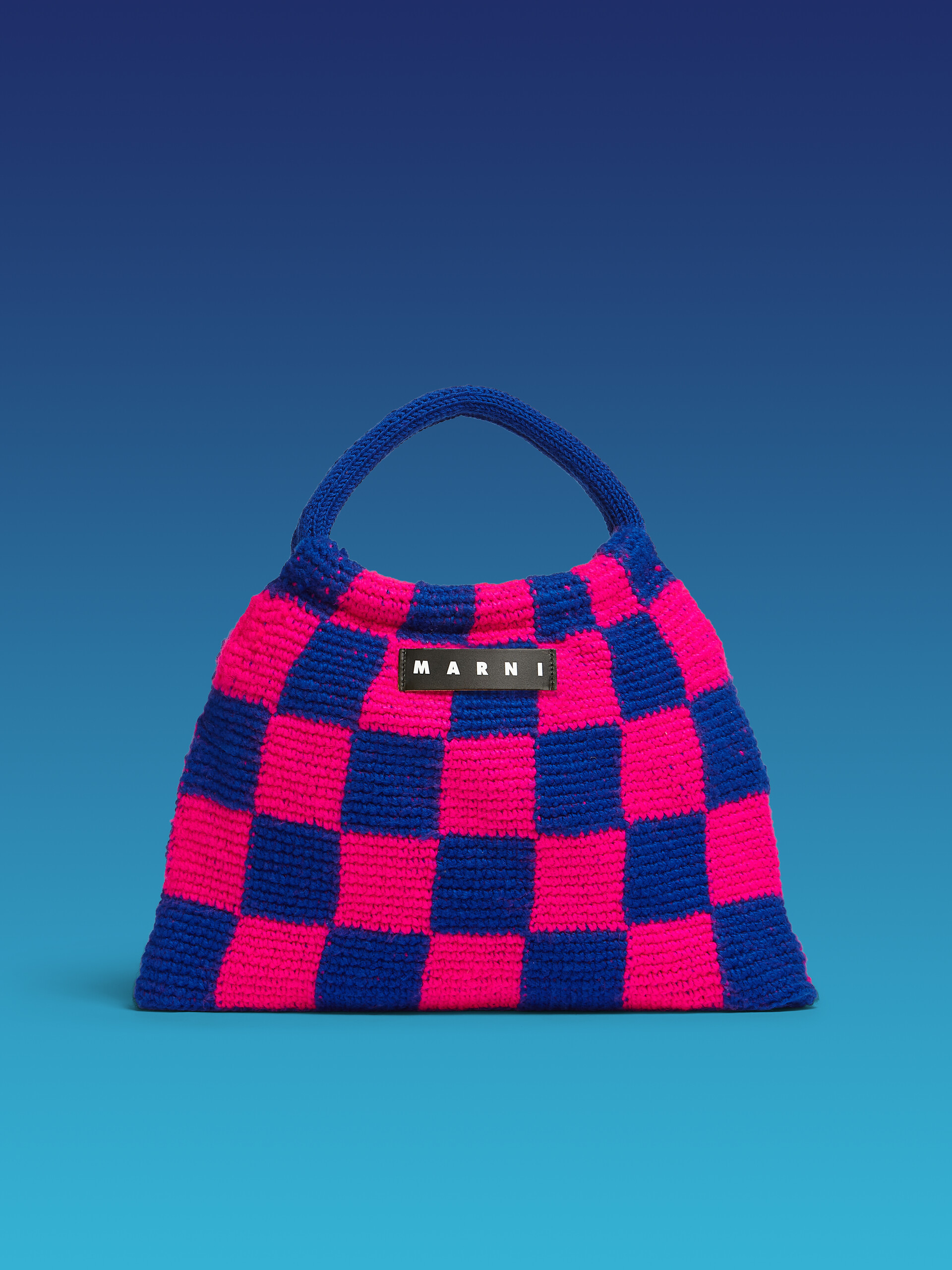 Bolso MARNI MARKET GRANNY de croché rosa y azul - Bolsos shopper - Image 1