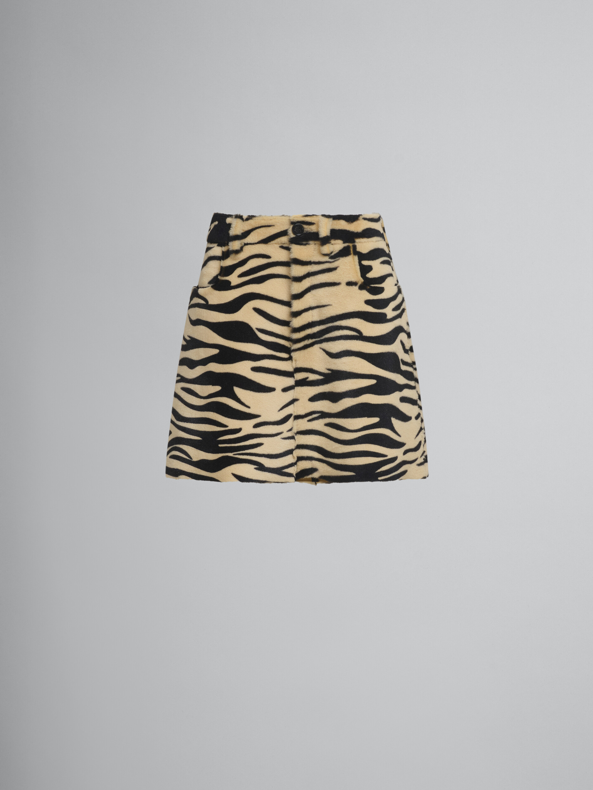 Shearling Miniskirt with tiger print - Skirts - Image 1