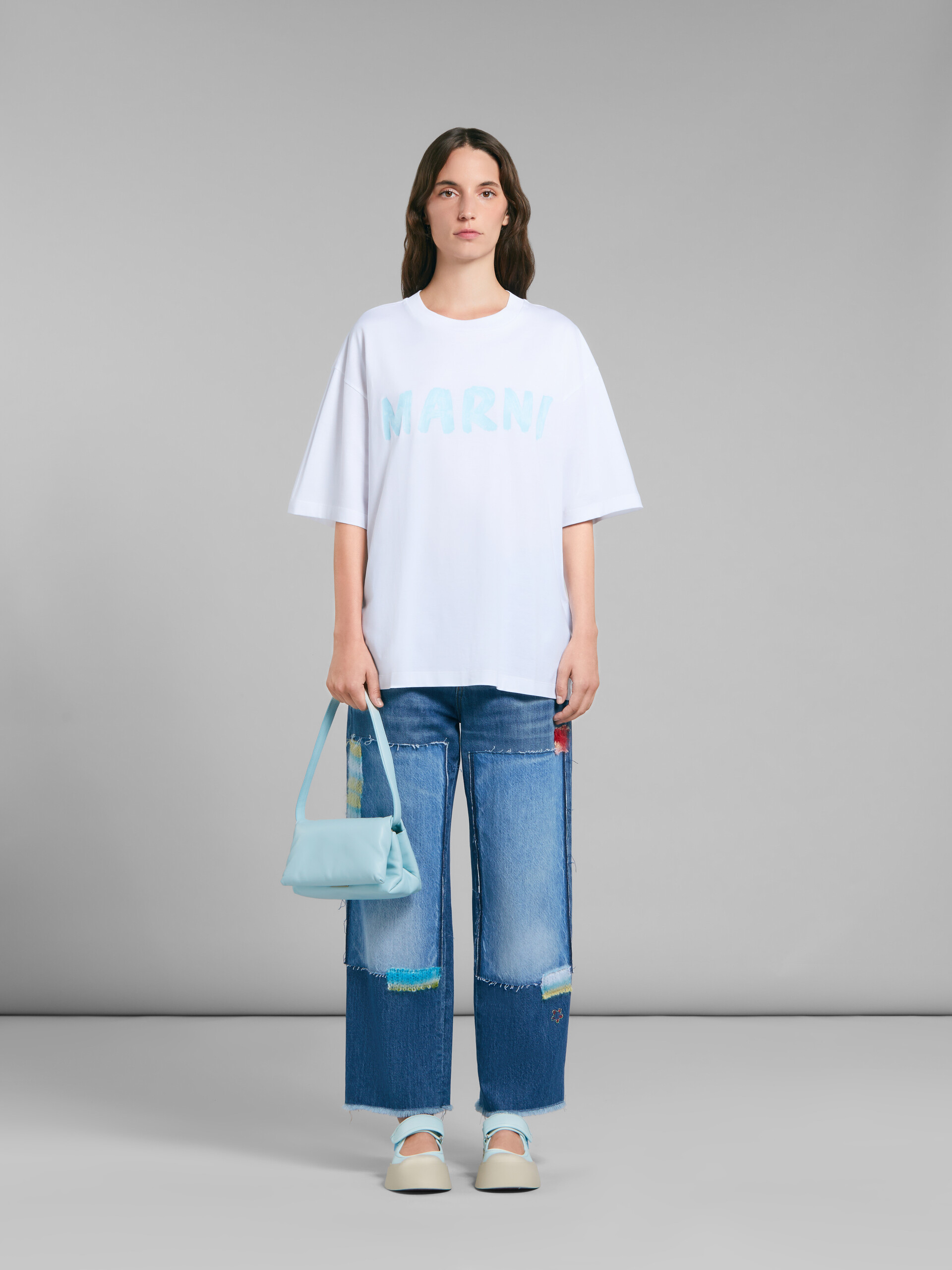 Petit sac Prisma en cuir de veau bleu - Sacs portés épaule - Image 2