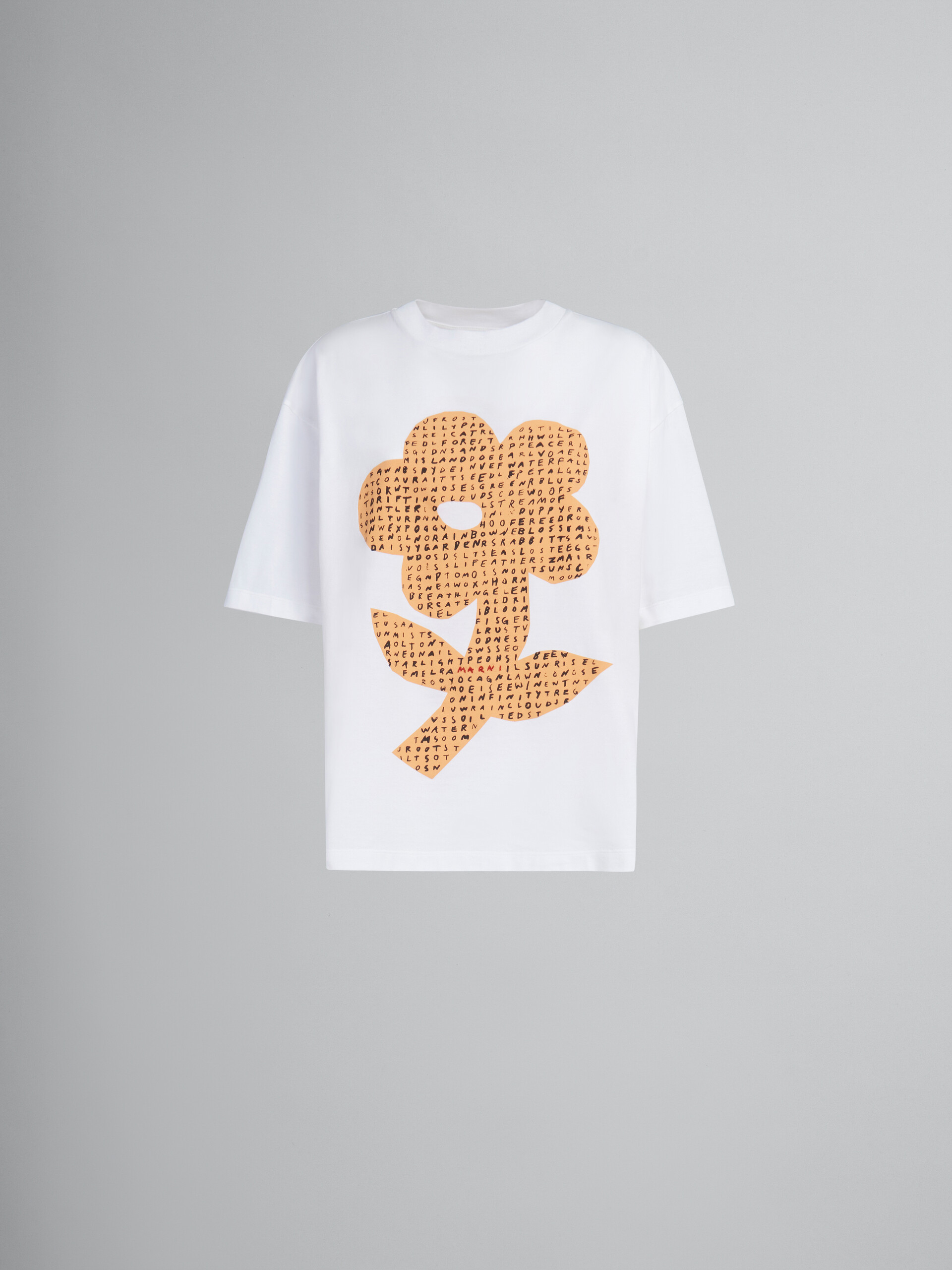 T-shirt en coton biologique blanc avec imprimé fleur et mots mêlés - T-shirts - Image 1