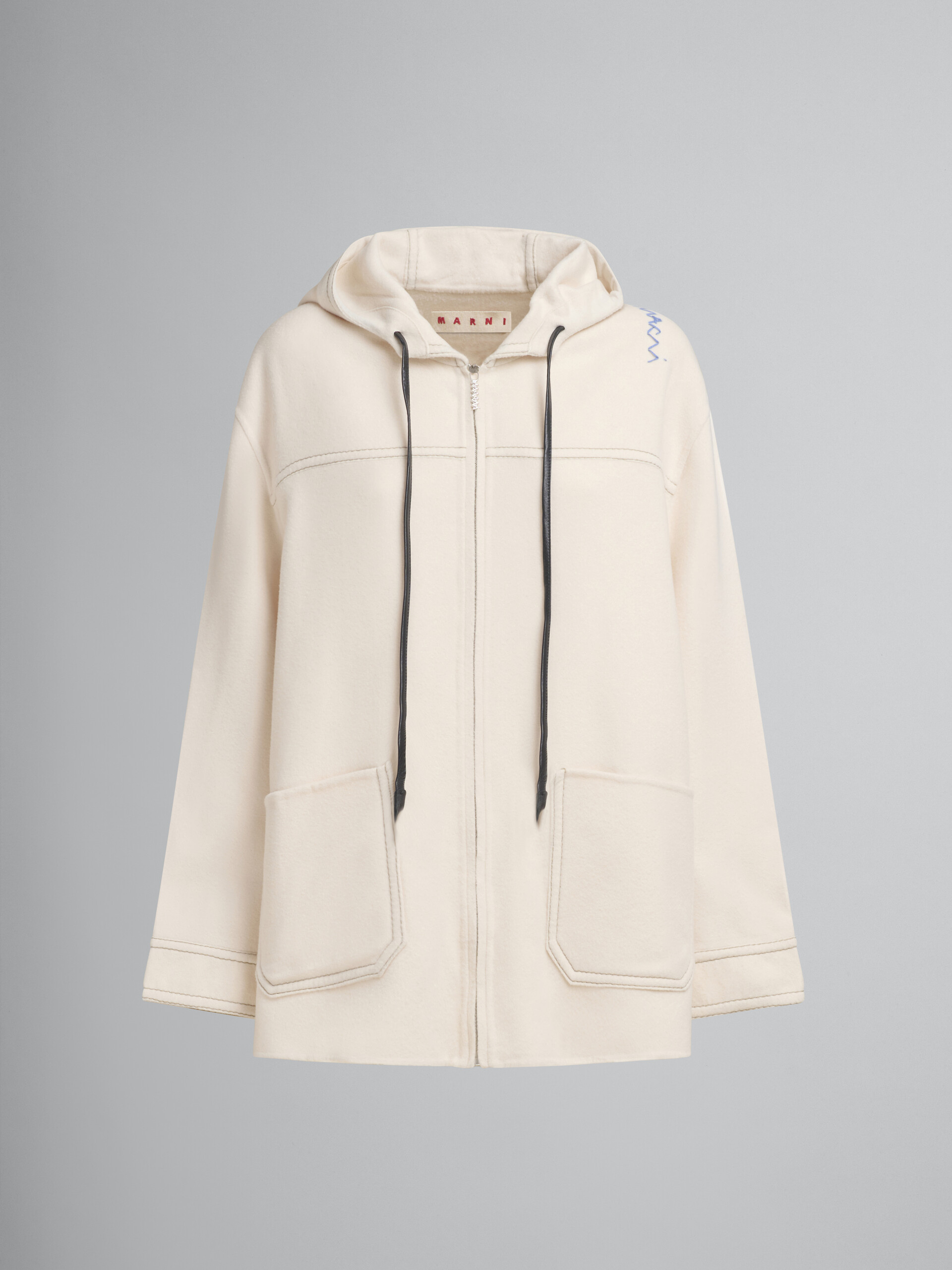 White cashmere wool hoodie with Marni Symbol - Jackets - Image 1